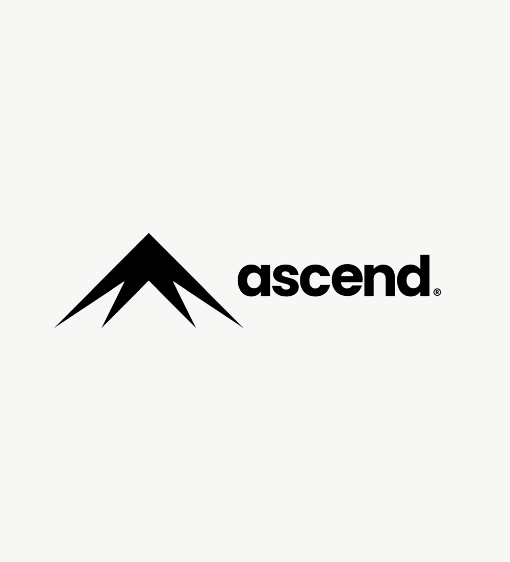 Black Ascend logo with stylized mountain peak icon on a white background
