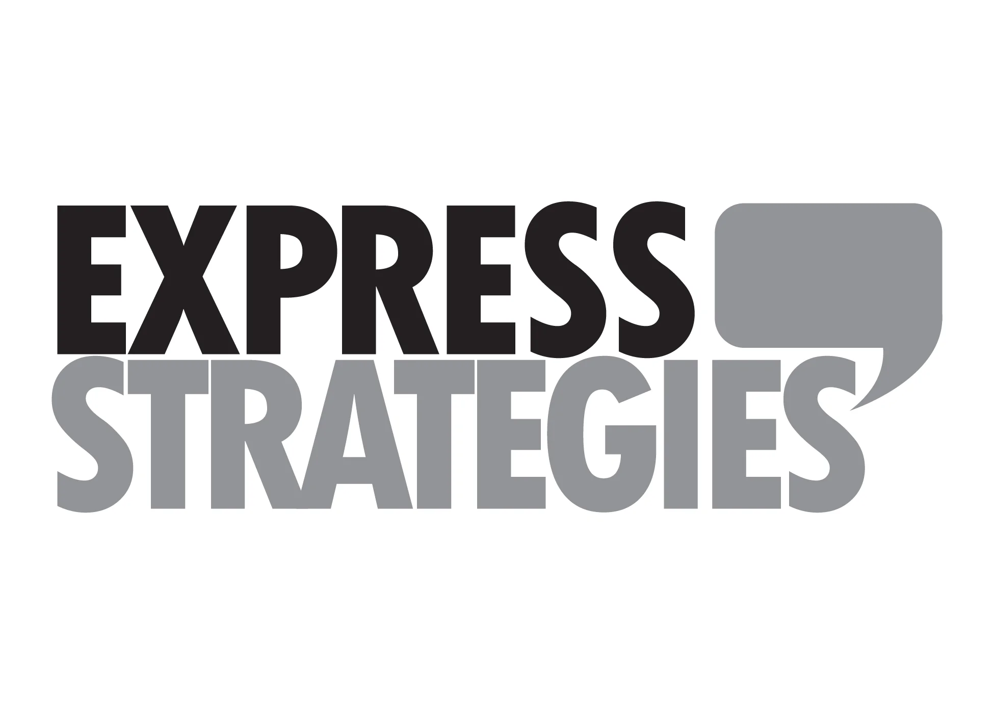 Text graphic reading "Express Strategies" in bold black and gray letters.