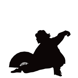 Silhouette of a person riding a large snail with a shell.