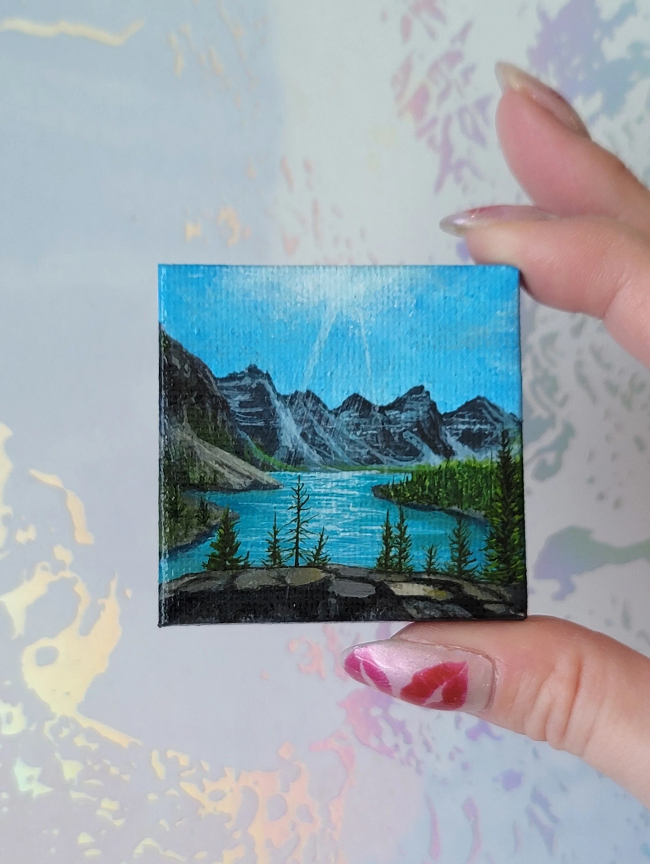2x2 Inch Moraine Lake Painting