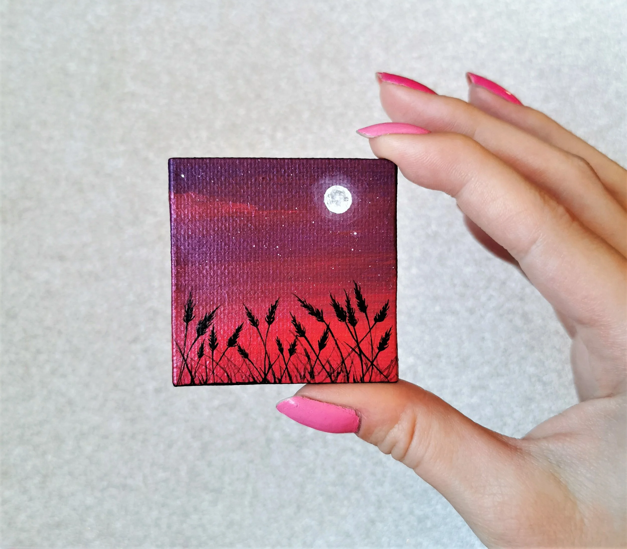 "Wheat Field At Dusk" Tiny Painting