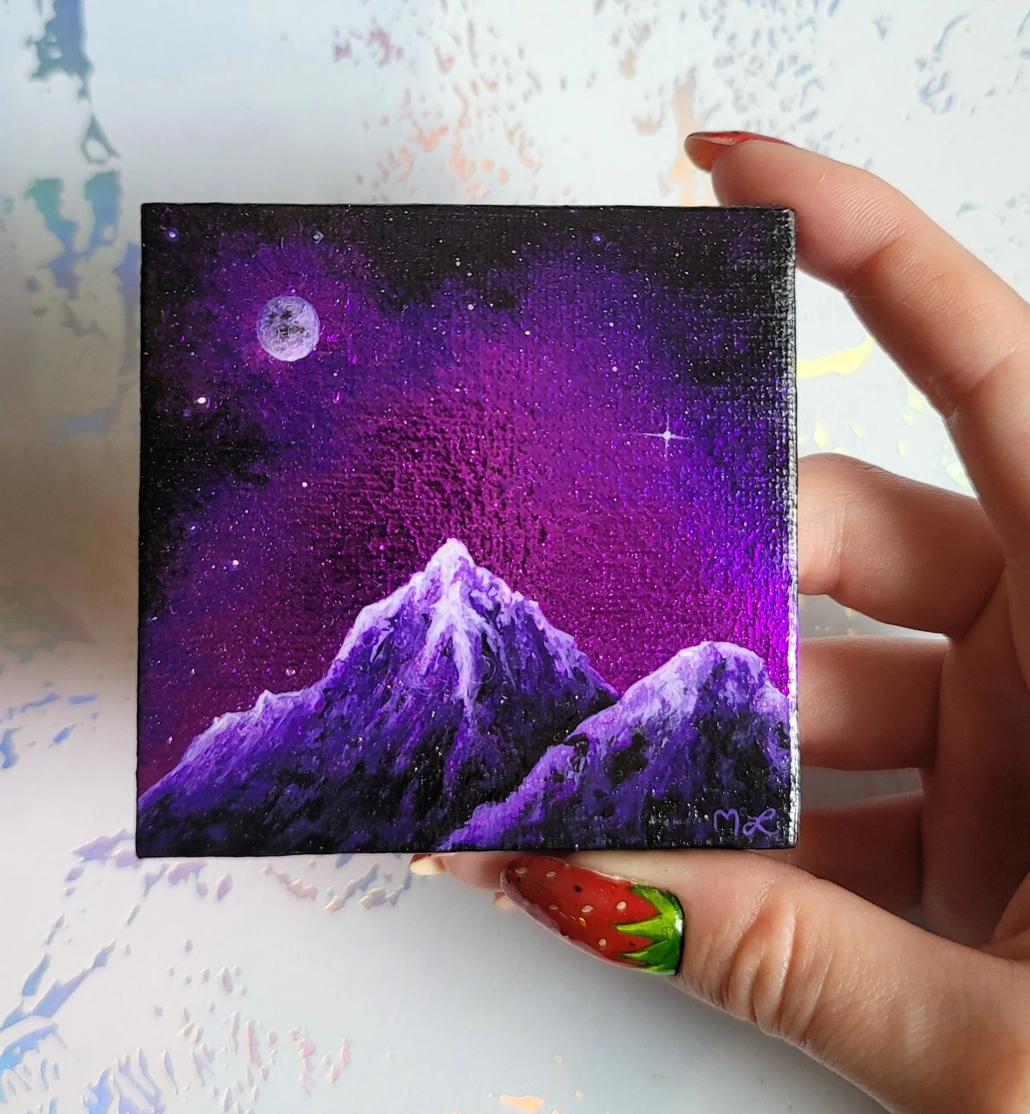 Iridescent Purple Sky, 3 Inch Painting