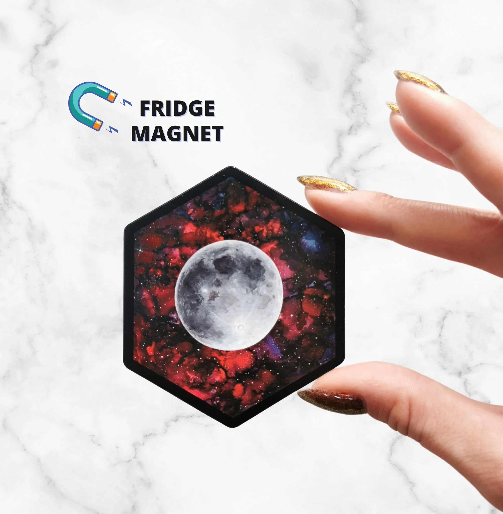 Moon Hexagon Fridge Magnet