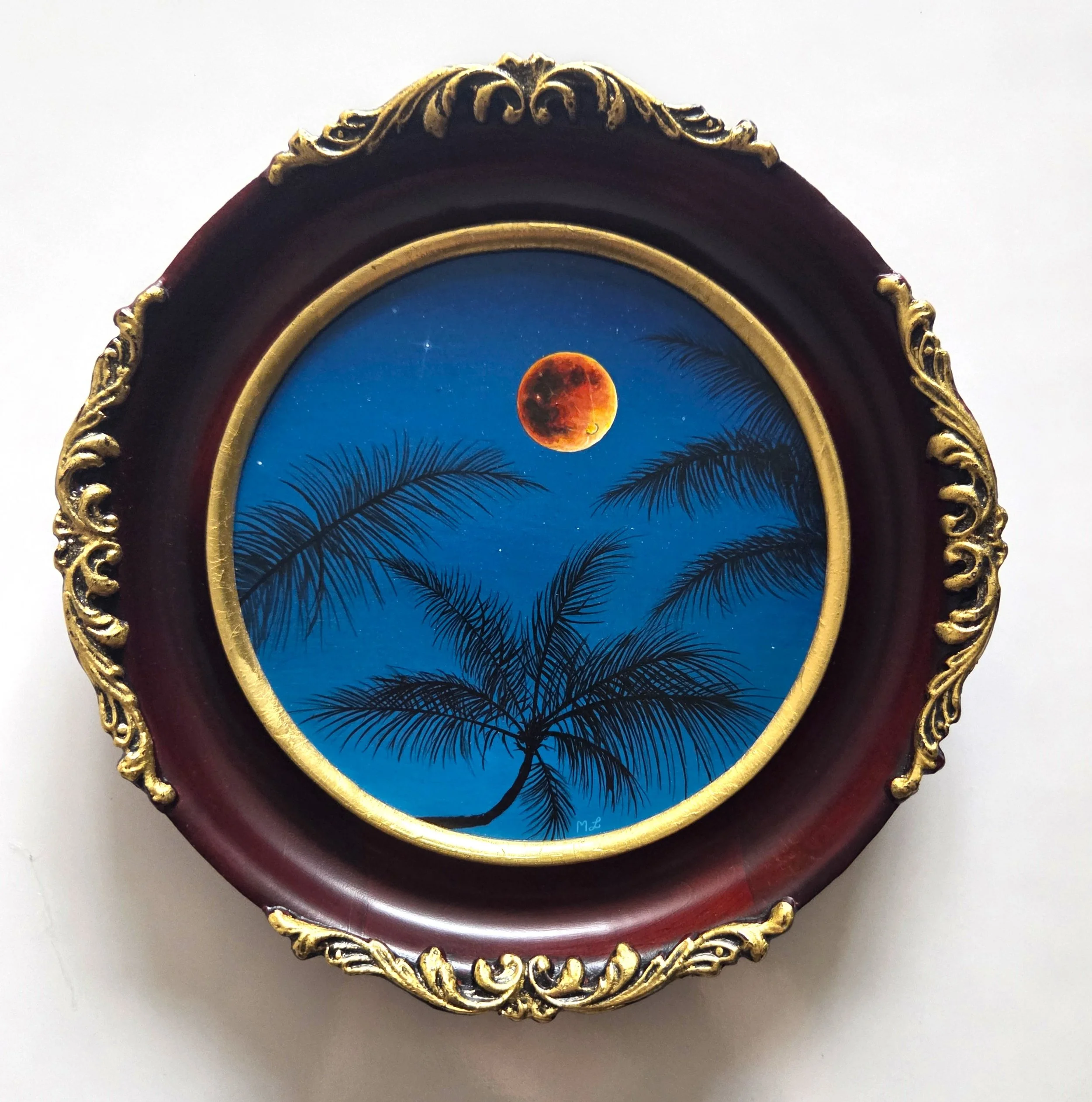 “Palm Shadows” Original Framed Painting