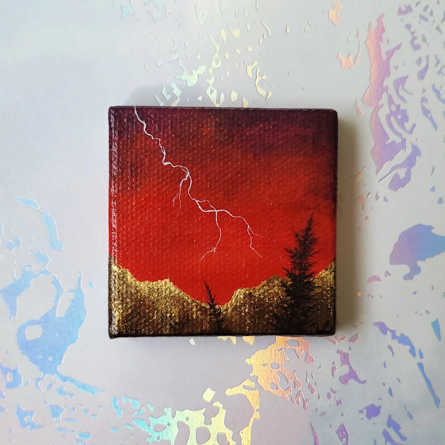 "Strike" Tiny 2x2 Inch Painting