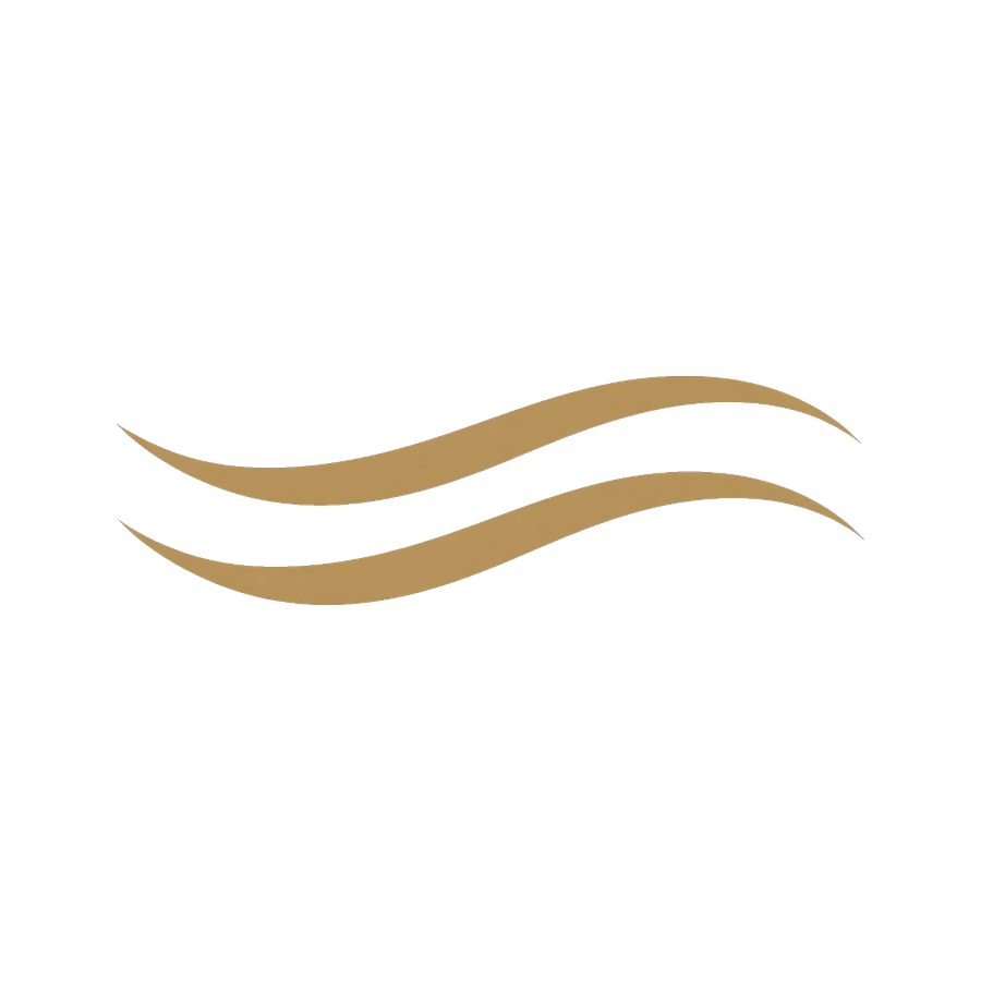 A logo with three digital wave lines in gold, symbolizing technology or connectivity.