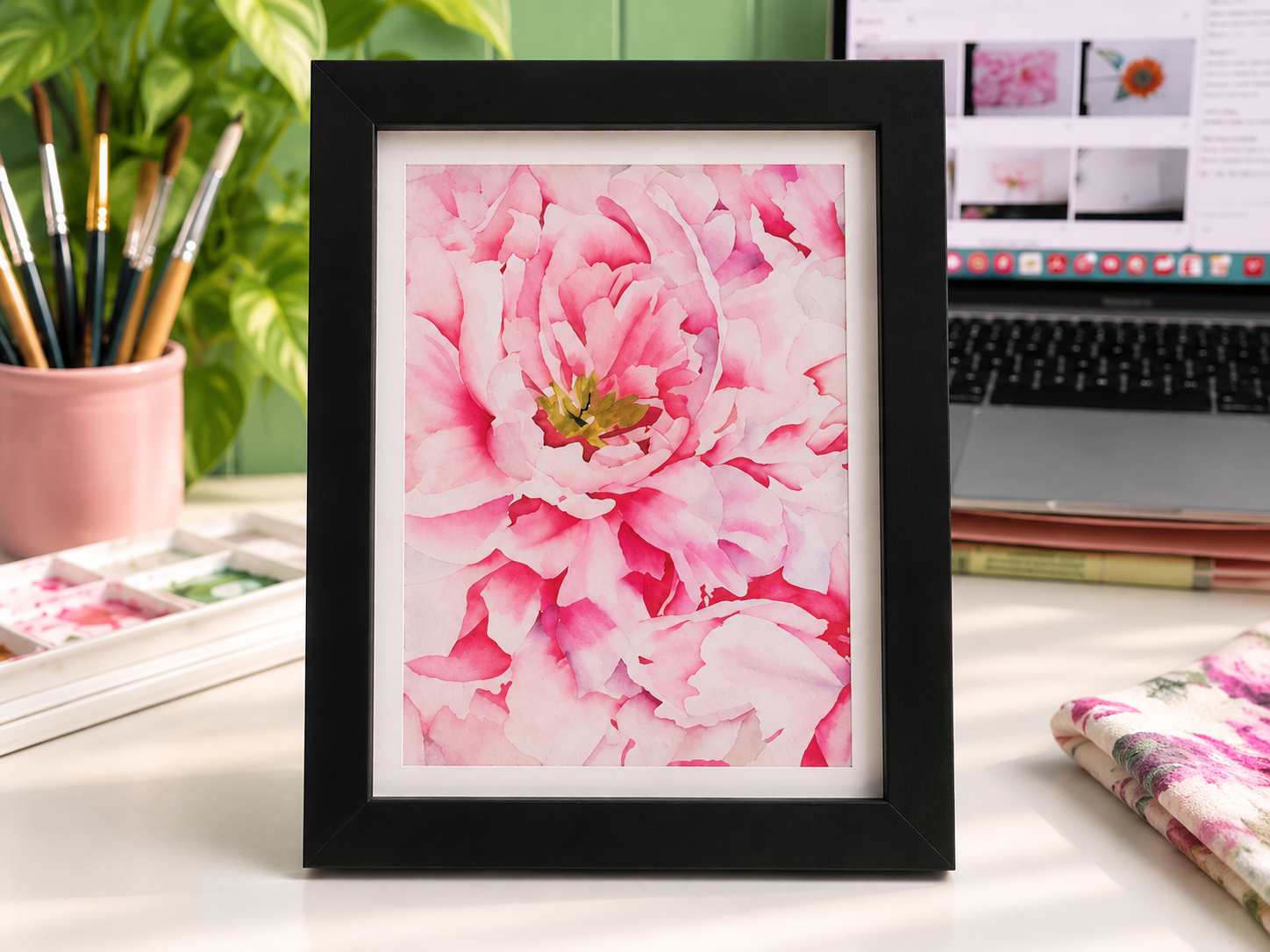 Pretty in Peony | Framed Watercolor Print | 5x7