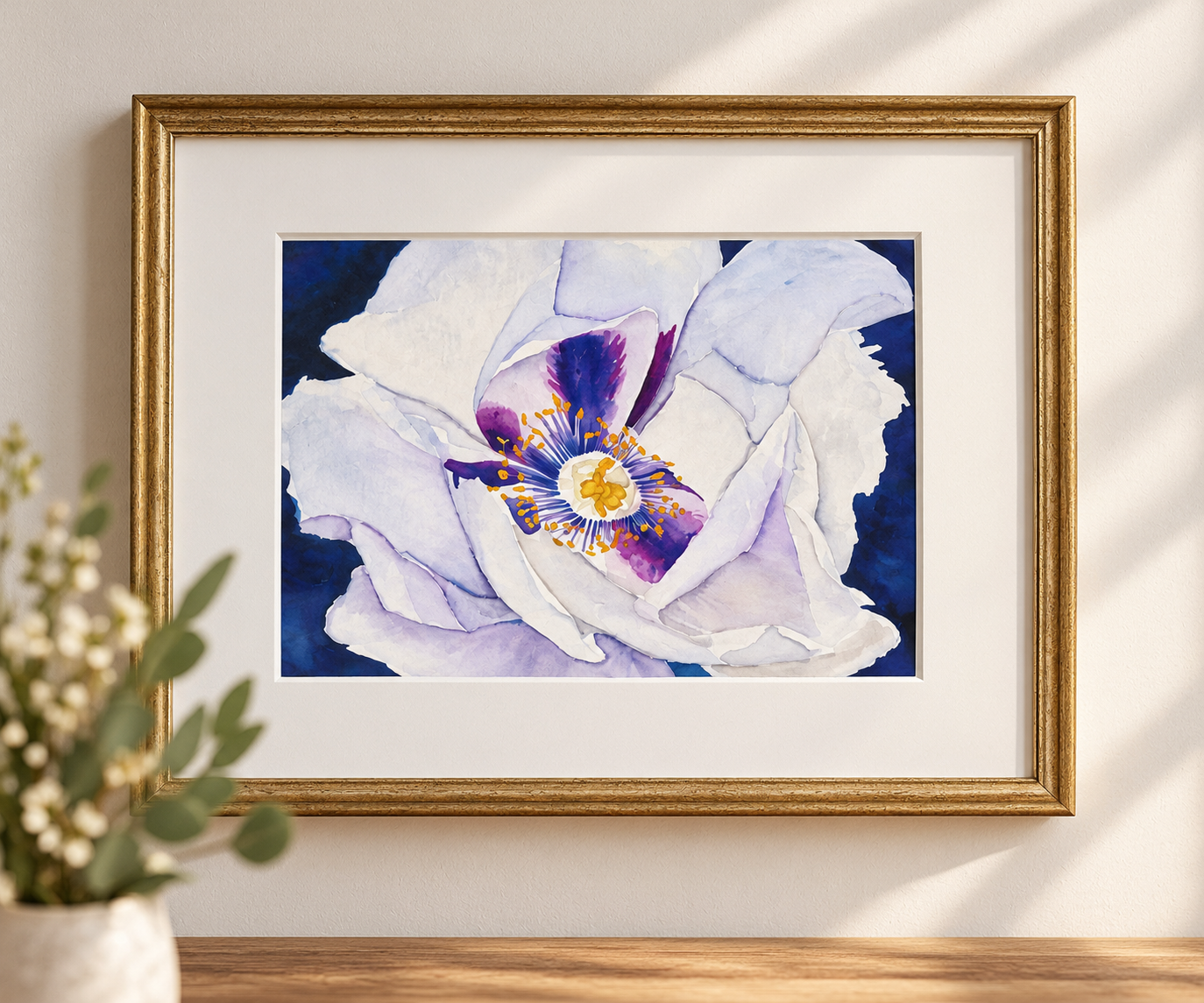 Quiet Bloom | Floral Watercolor Print | 5x7 with 8x10 Mat