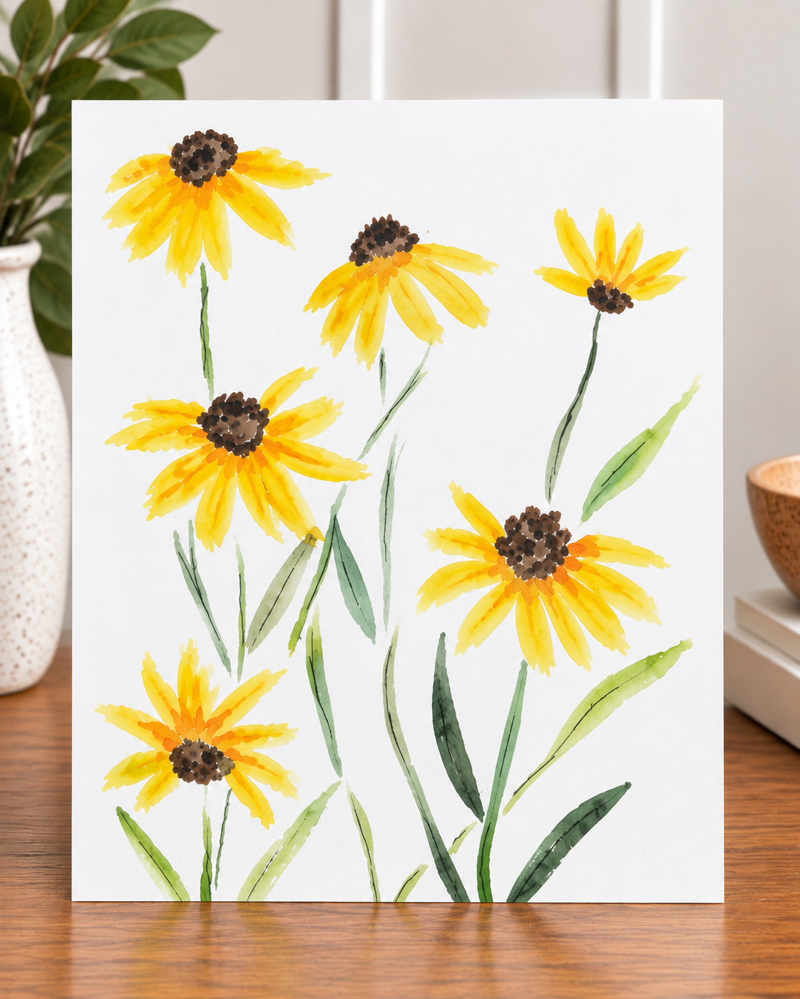 Yellow Wildflowers | Watercolor Print | 8x10