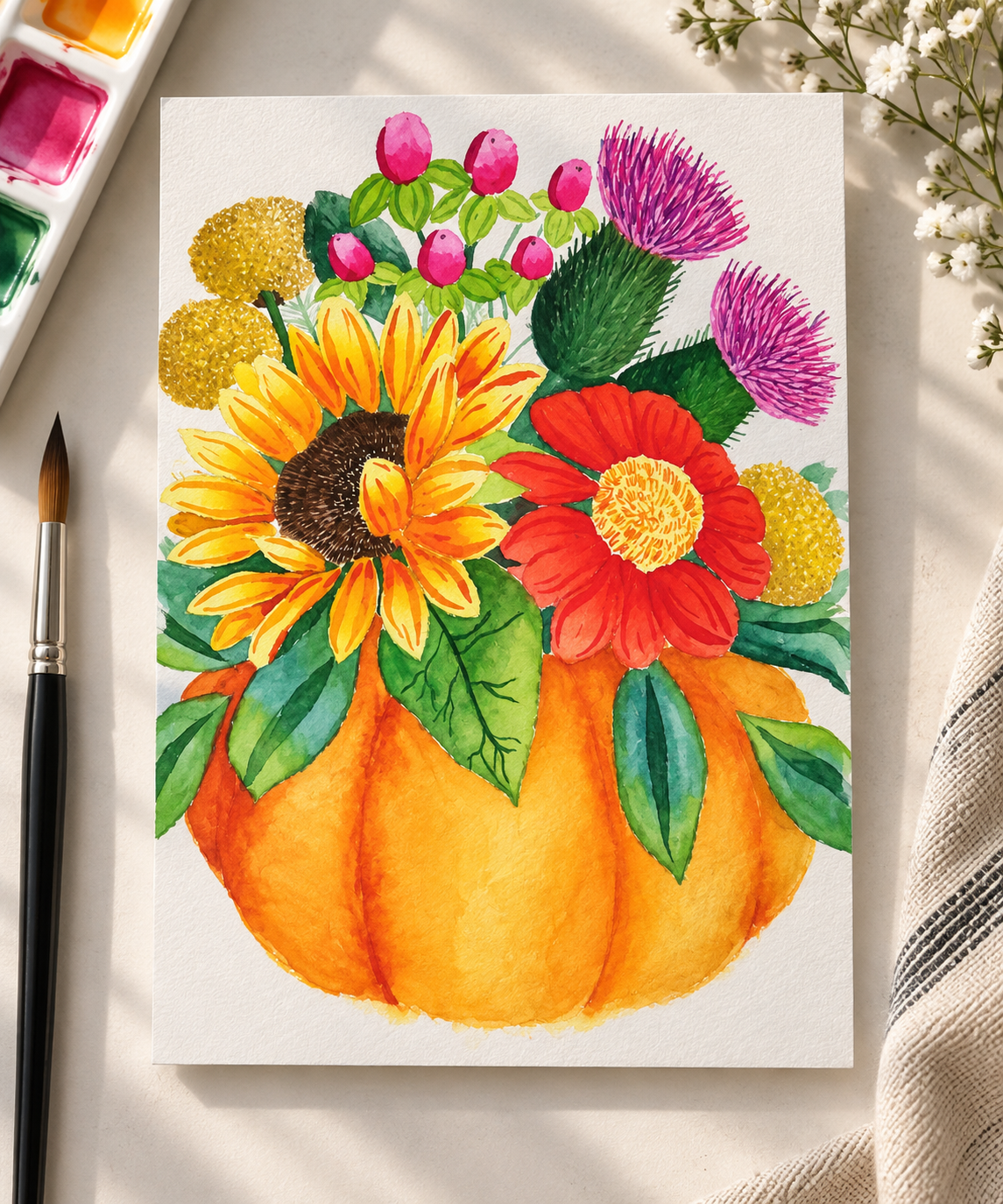 Autumn Abundance | Watercolor Print | 5×7
