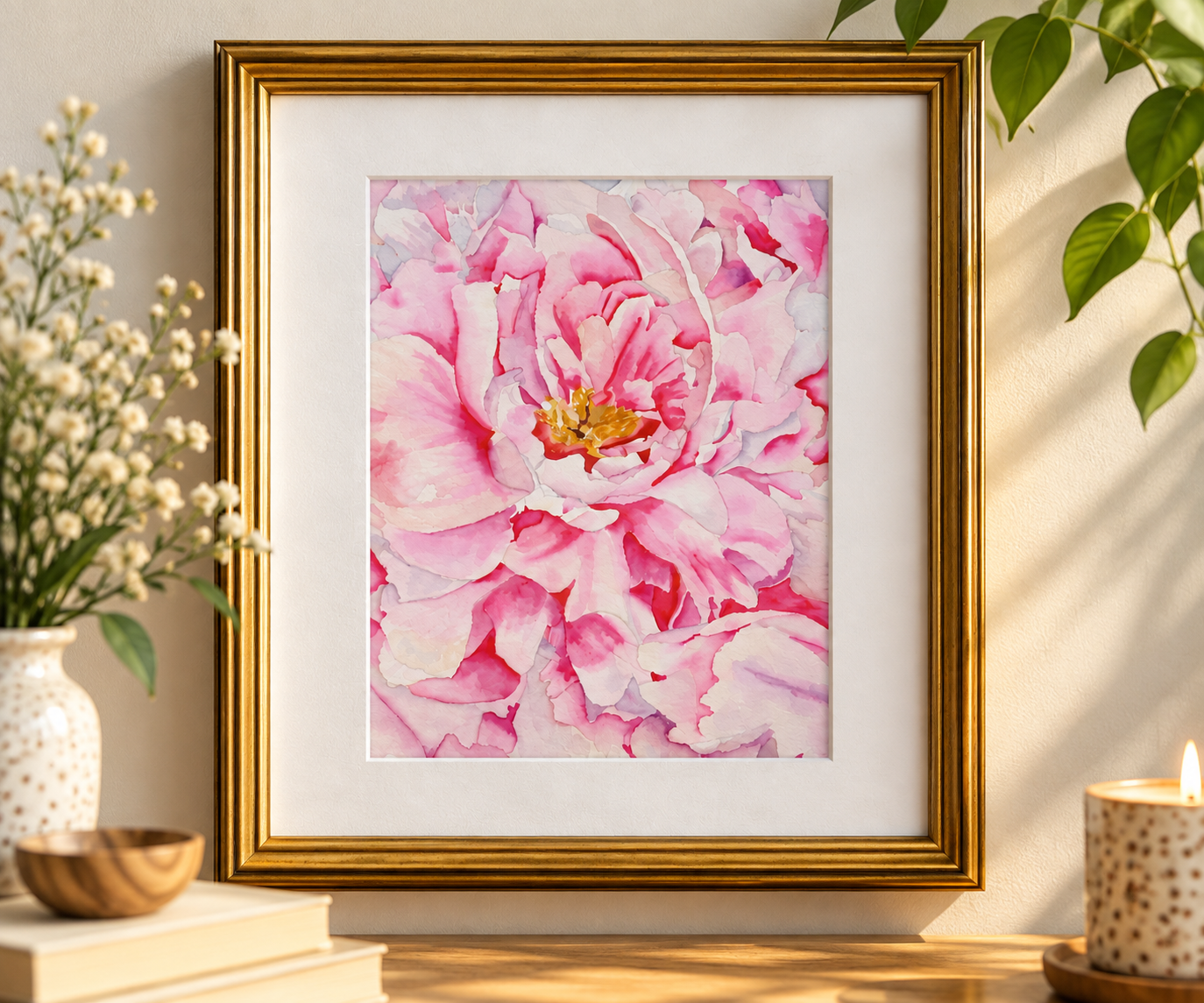 Petals Upon Petals | Watercolor Print | 5x7 with 8×10 Mat