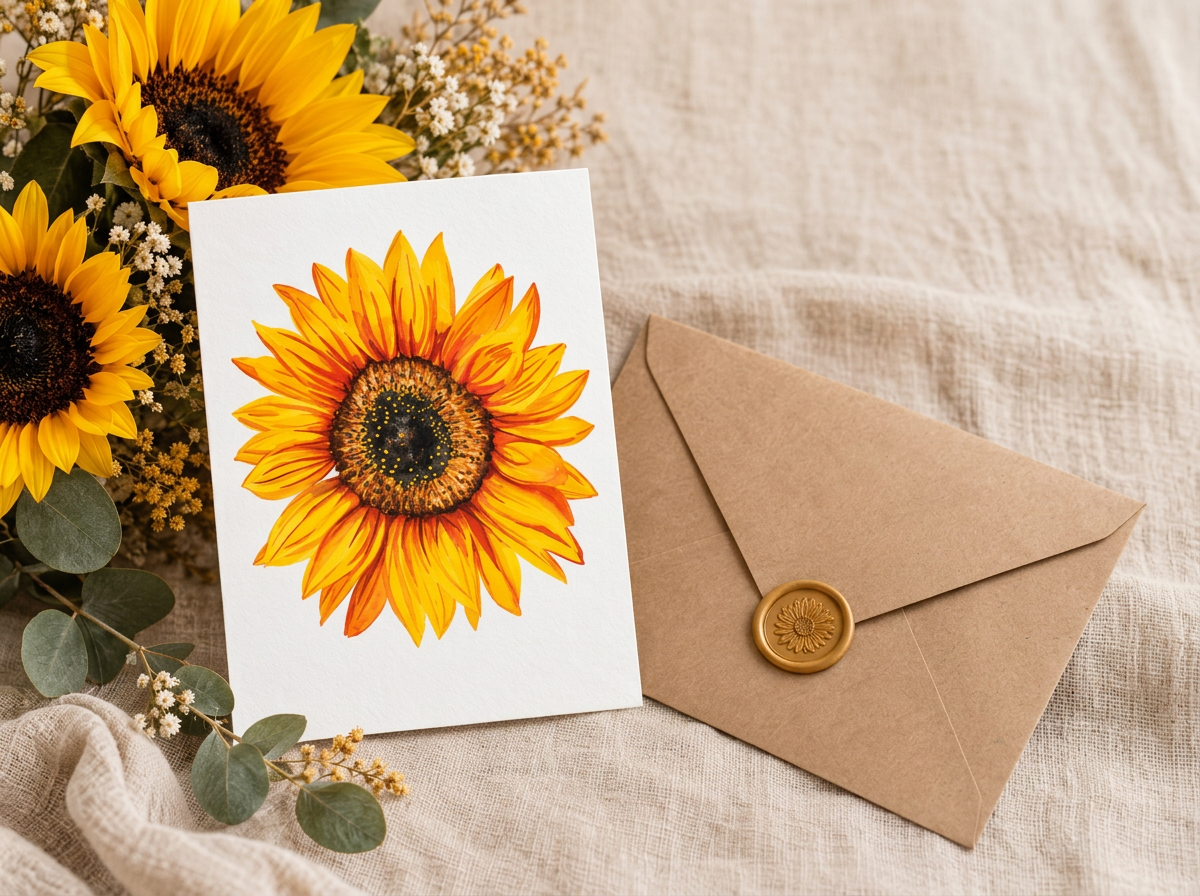 Sun-Kissed Sunflower | Watercolor Greeting Card | 3.5x5