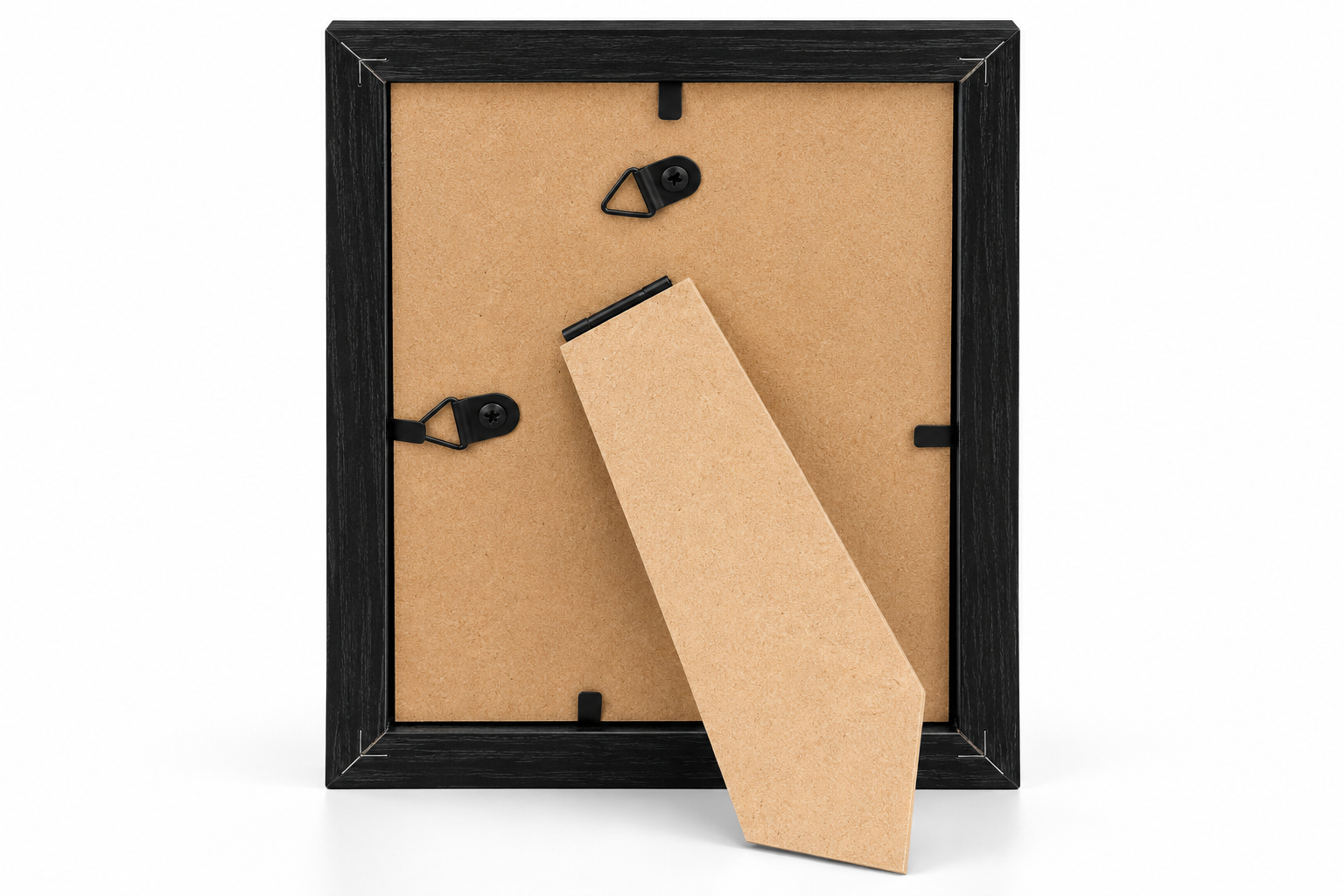 Back view of the black 5x7 picture frame showing the easel stand and hanging hardware for the Under the Coneflower print.