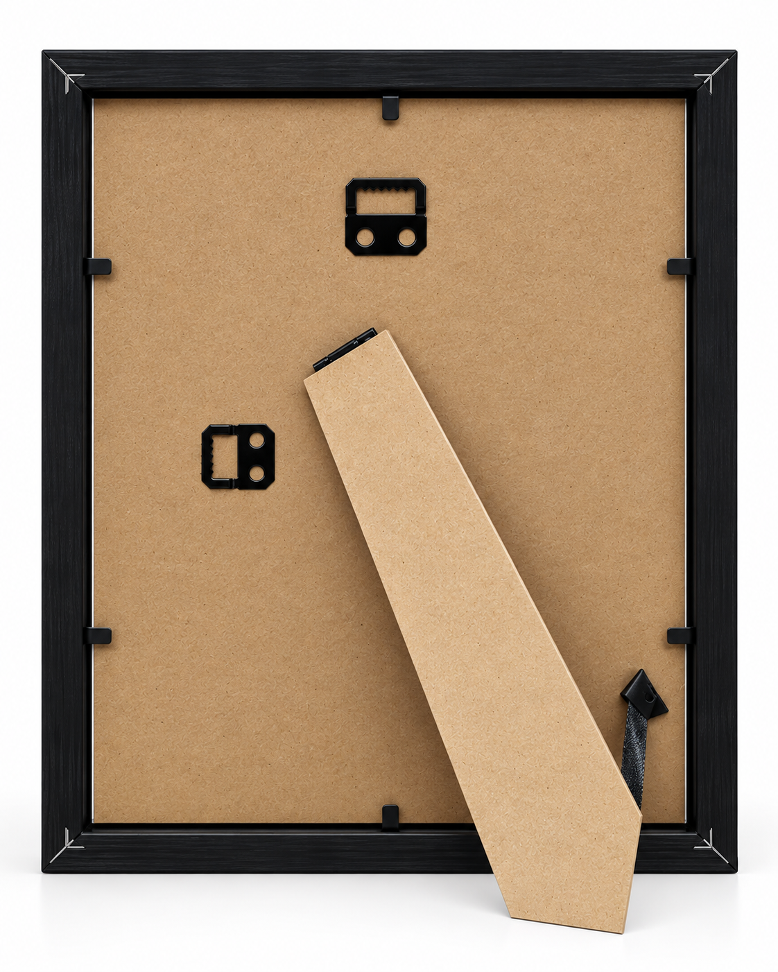 Back of Moonlight in Magnolia 8x10 black frame showing the backing, tabletop easel stand, and hanging hardware.