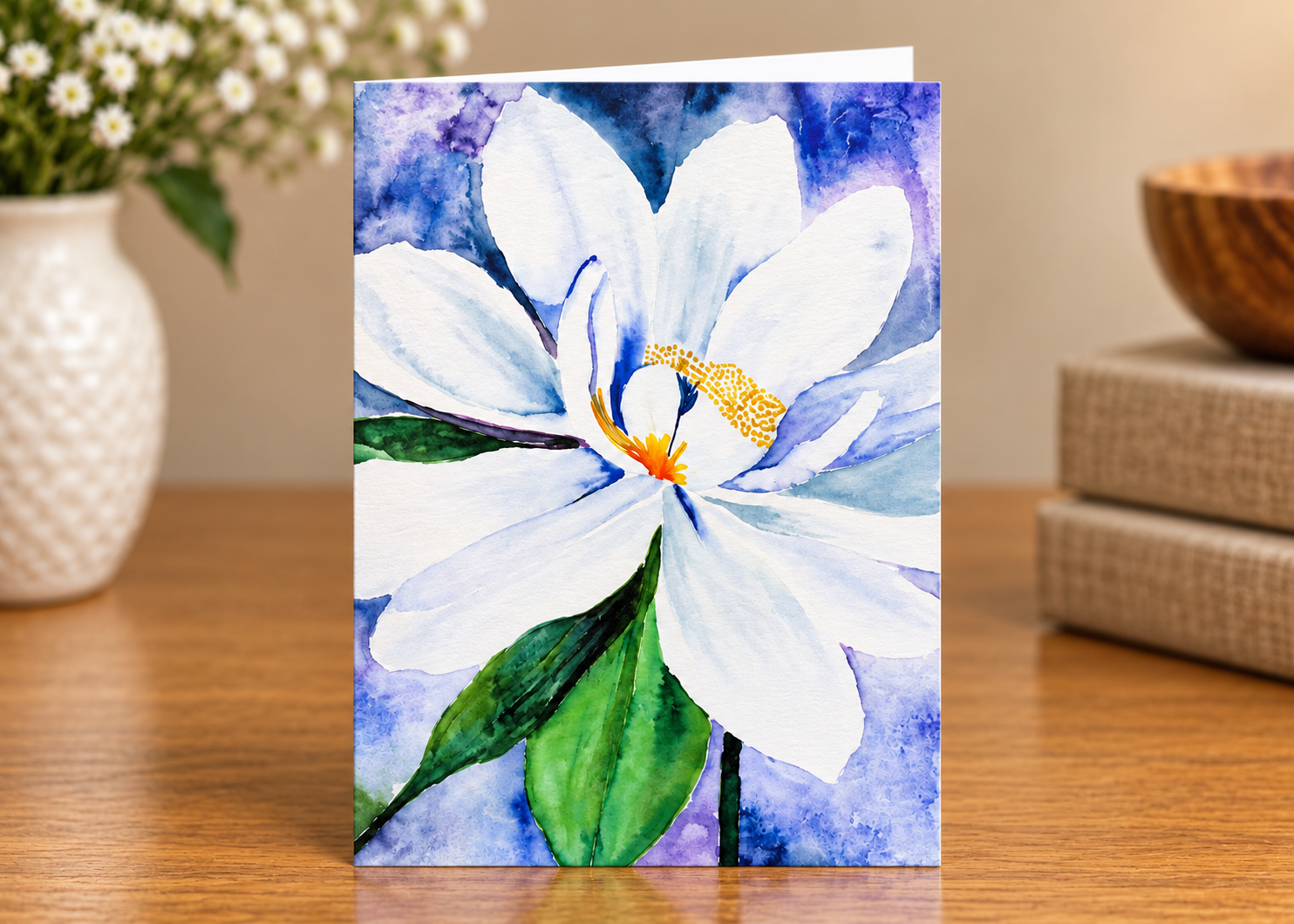 Moonlight in Magnolia | Watercolor Note Card | 5x7
