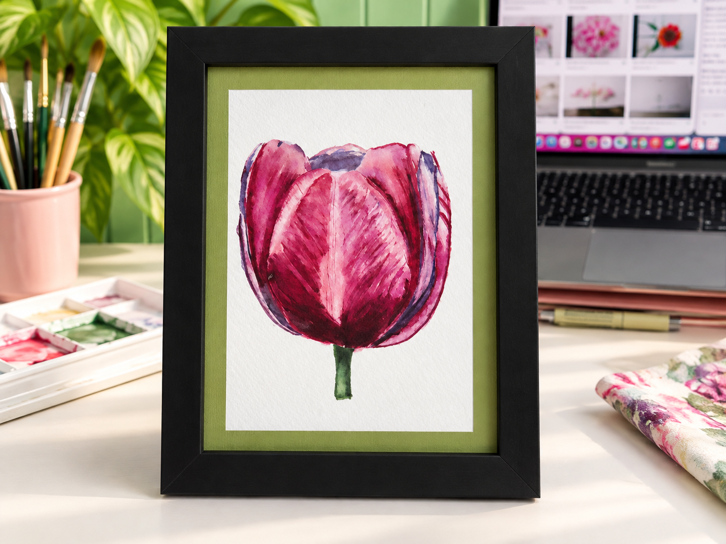 Velvet Bloom | Framed Watercolor Print | 5×7