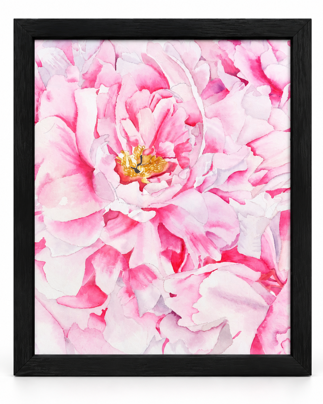 Petals Upon Petals | Framed Pink Peony Watercolor Print | 8x10