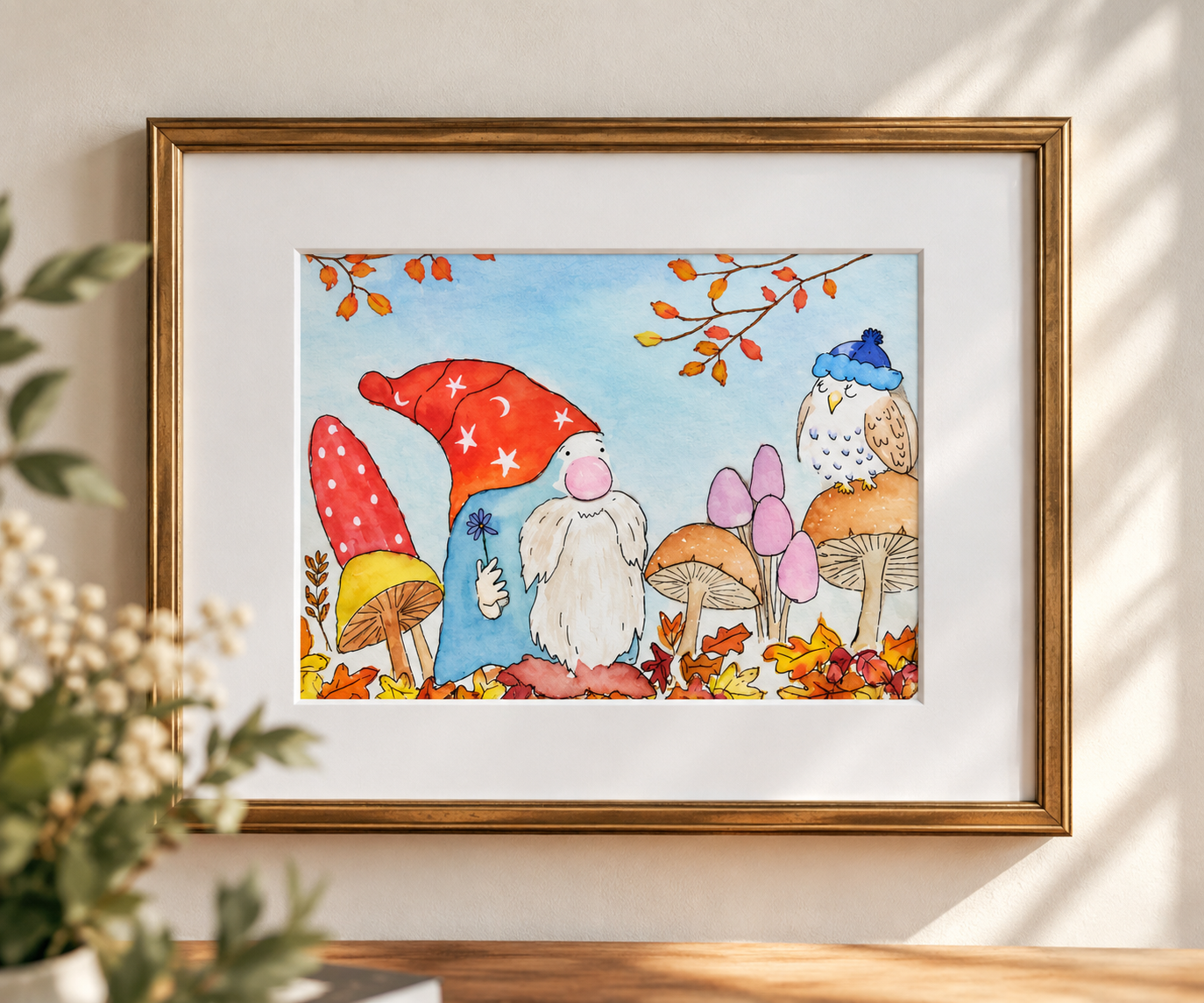 Enchanted Autumn | Watercolor Print | 5x7 with 8x10 Mat