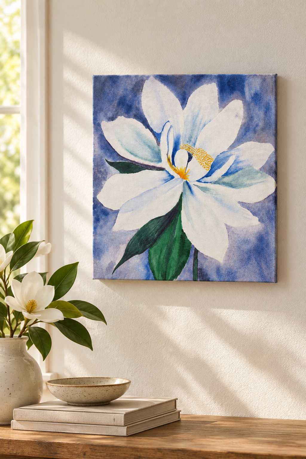 Magnolia in Moonlight | Canvas Print | 12x12