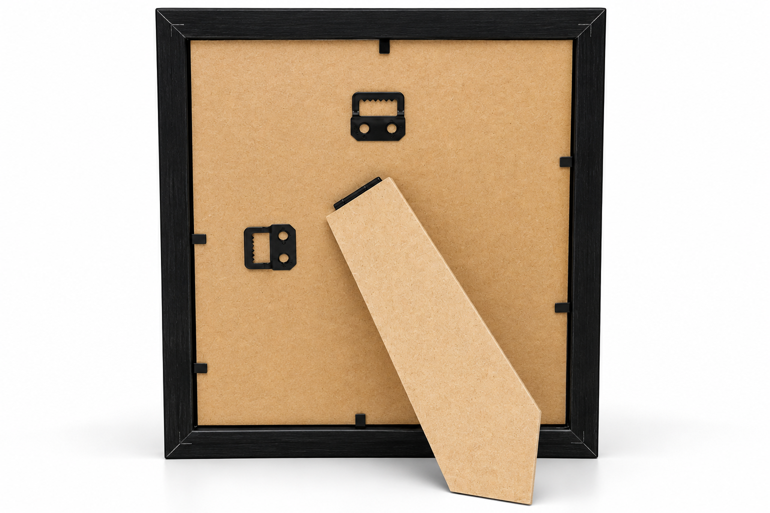 Back of Petals Upon Petals 5x7 framed print showing the black frame, easel stand, backing, and wall-hanging hardware.