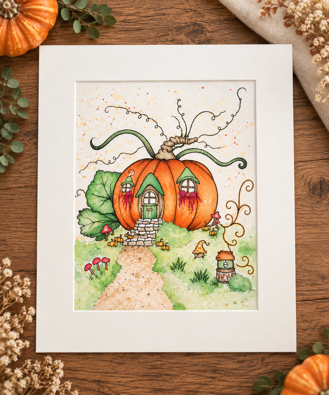 Whimsical Pumpkin Cottage | Print