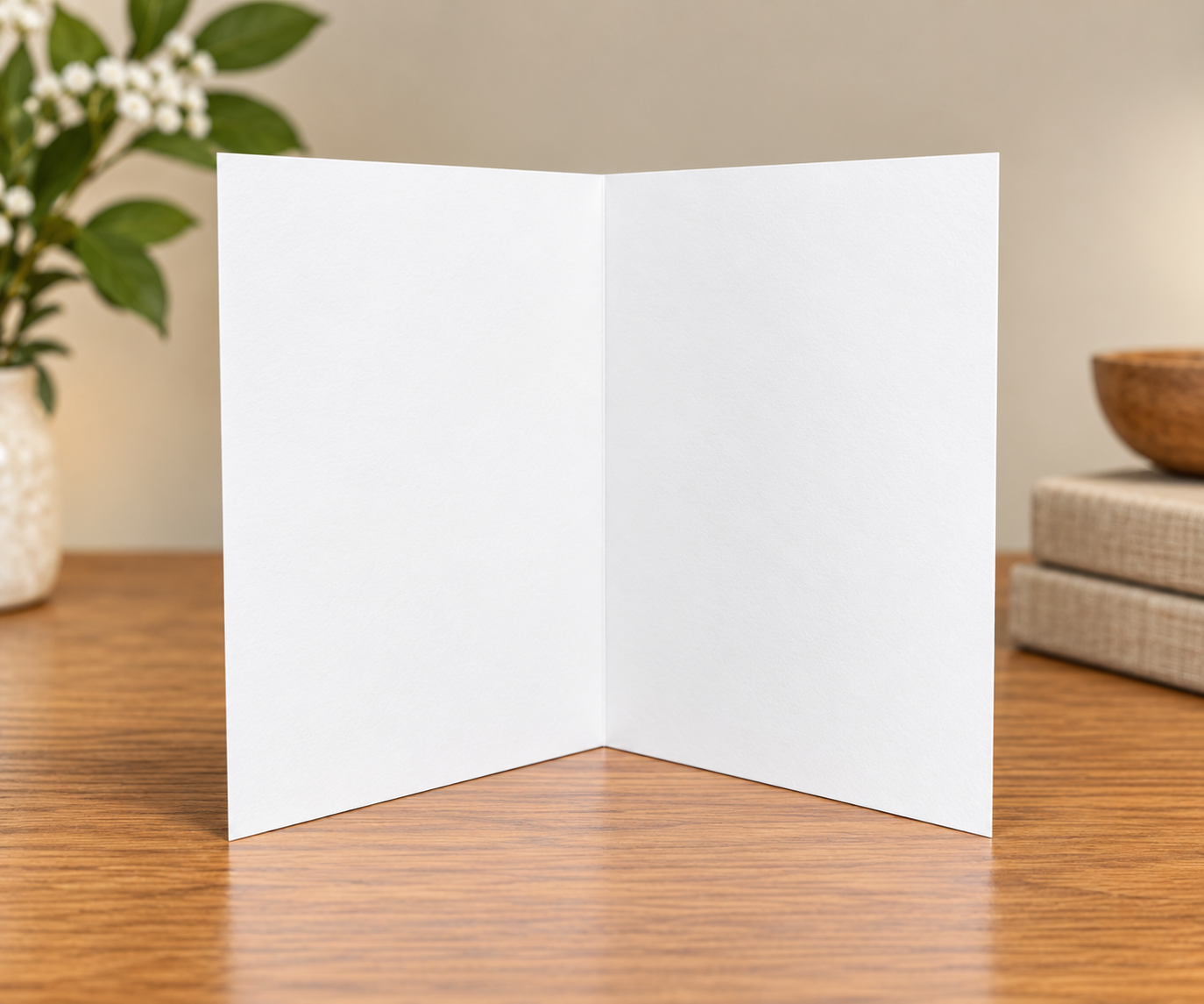 Open Wildflower Bouquet 3.5 by 5 inch greeting card showing the blank white interior for a personalized handwritten message.