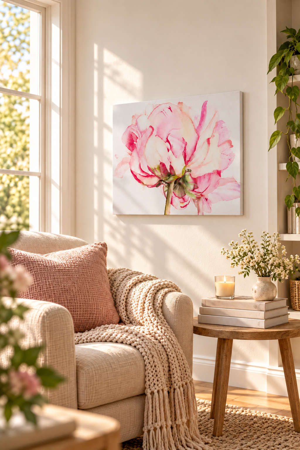 Blushing Peony | Canvas Print | 12x12