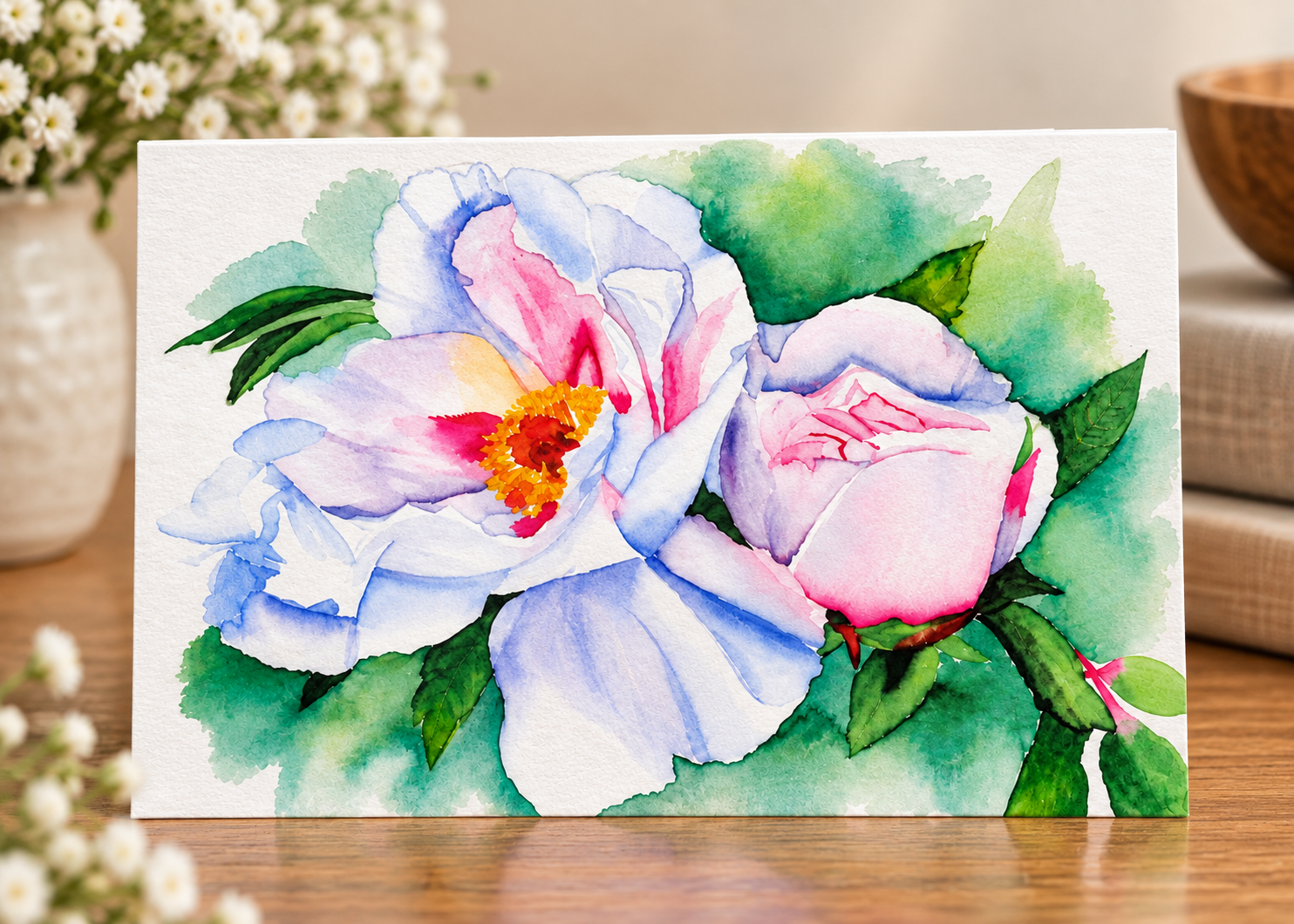 Garden Afterglow | Floral Watercolor Note Card | 5x7