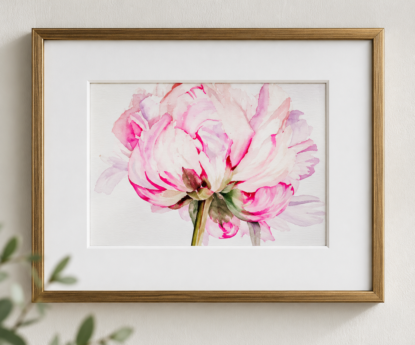Blushing Peony | Watercolor Floral | 5x7 Print with 8x10 Mat