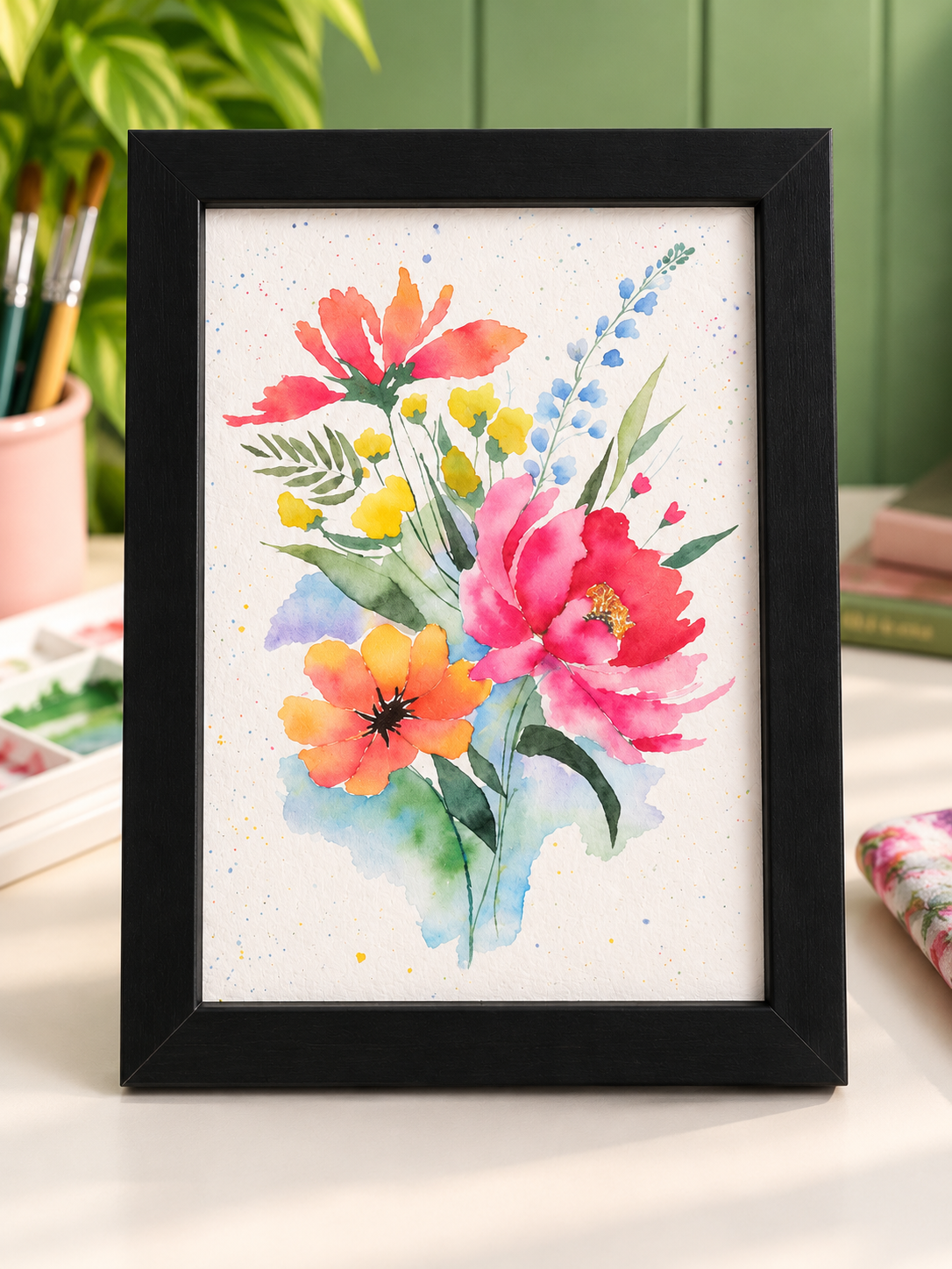 Wildflowers | Framed Watercolor Print | 5×7