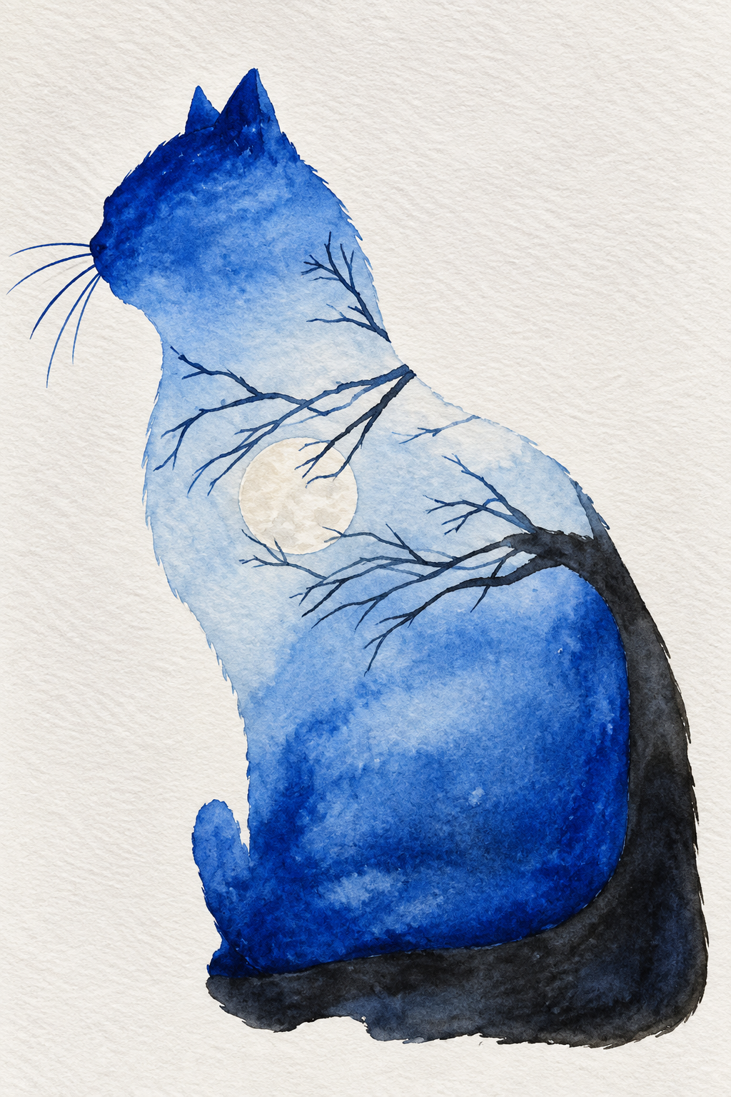 Blue Whiskers | Watercolor Print | 5×7