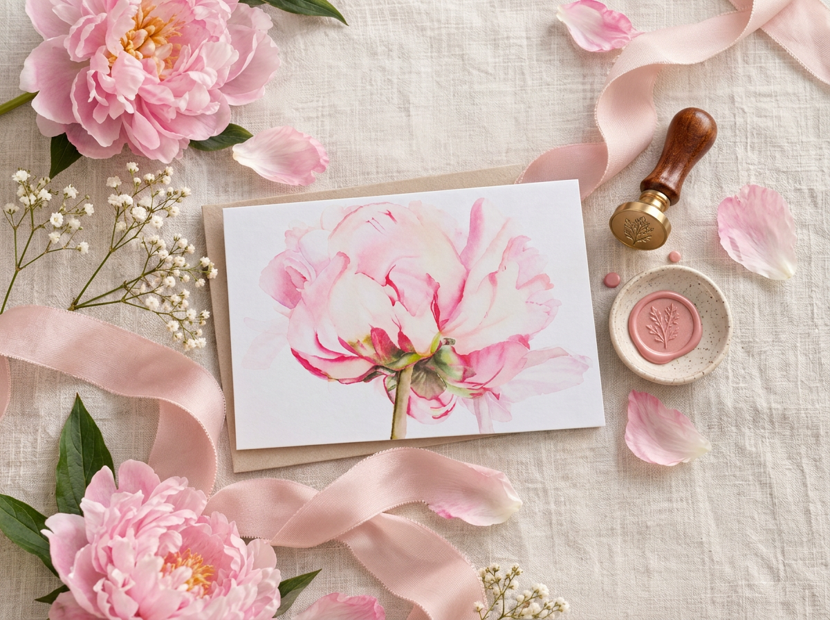 Blushing Peony | Greeting Card | 5×7