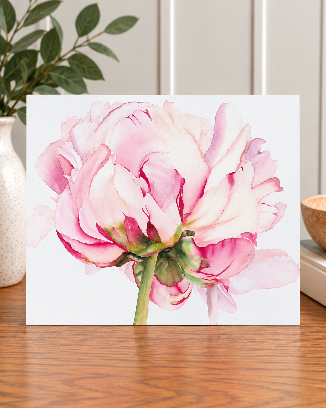 Blushing Peony | Peony Watercolor Print | 8x10