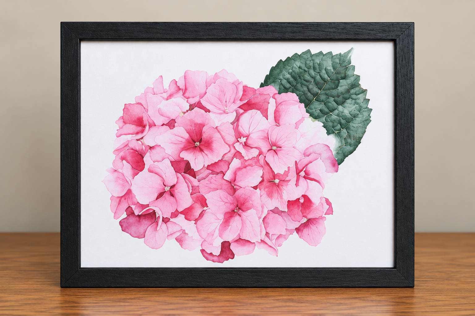 Pink Hydrangea – 8x10 Framed Floral Art Print