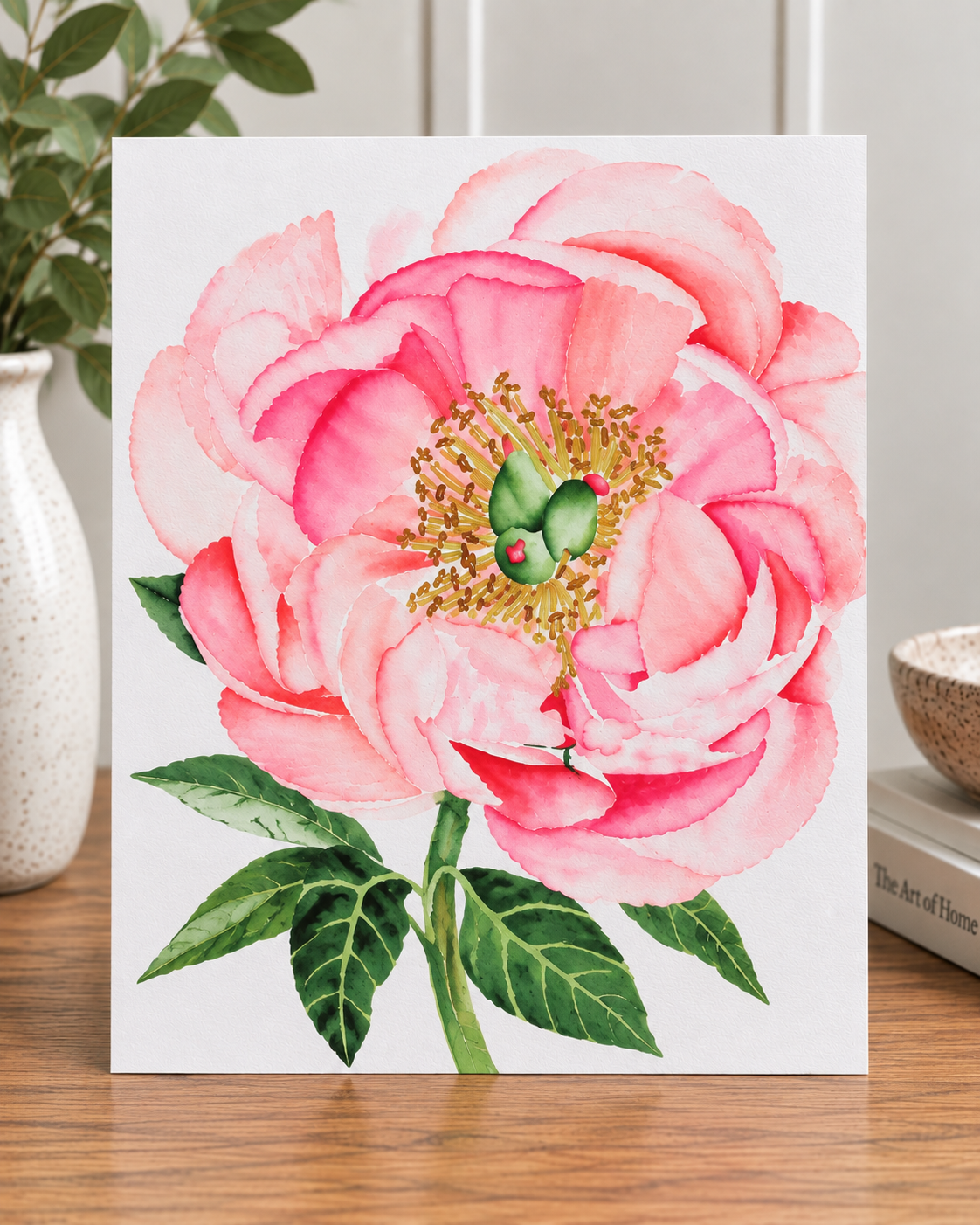 Pretty in Peony | Pink Peony Watercolor Print | 8x10