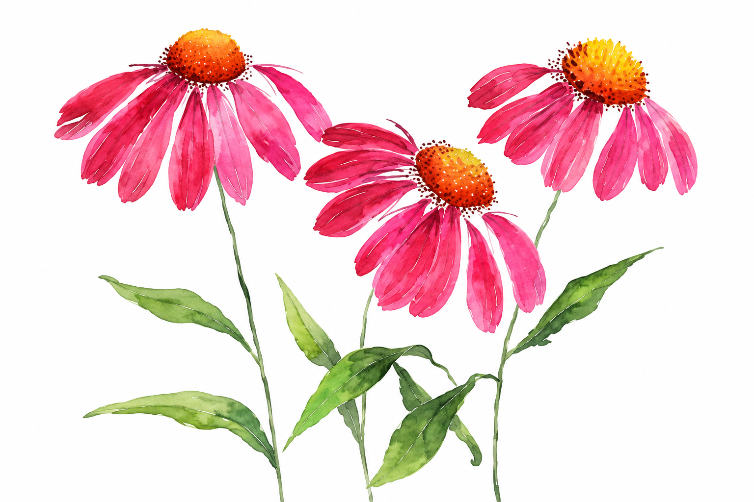 Close-up of Pink Cosmos 8x10 floral art print showing pink watercolor petals, golden flower centers, and delicate green foliage.