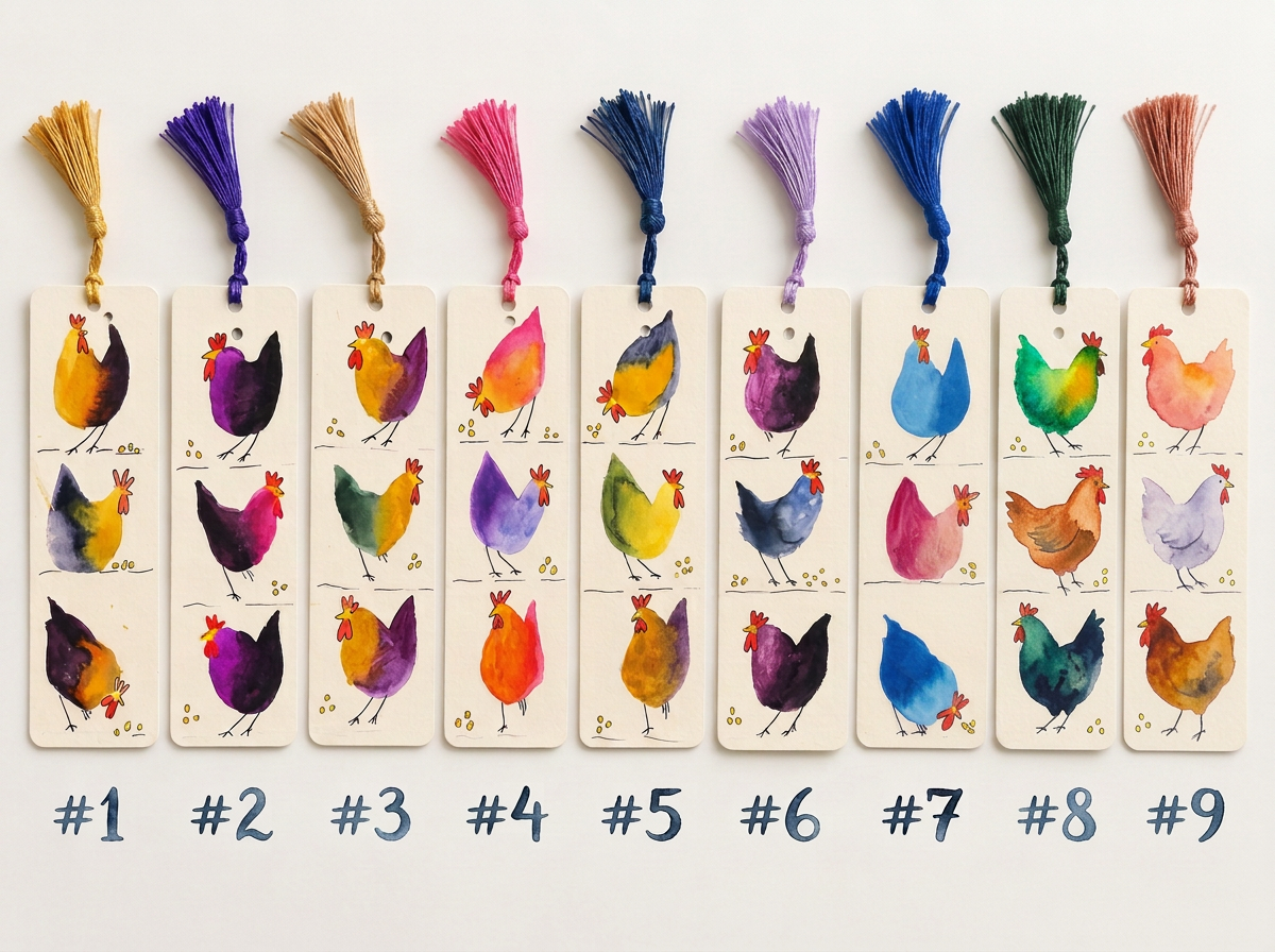 Watercolor Chicken Bookmark | Tassel Bookmark | 5.5x2
