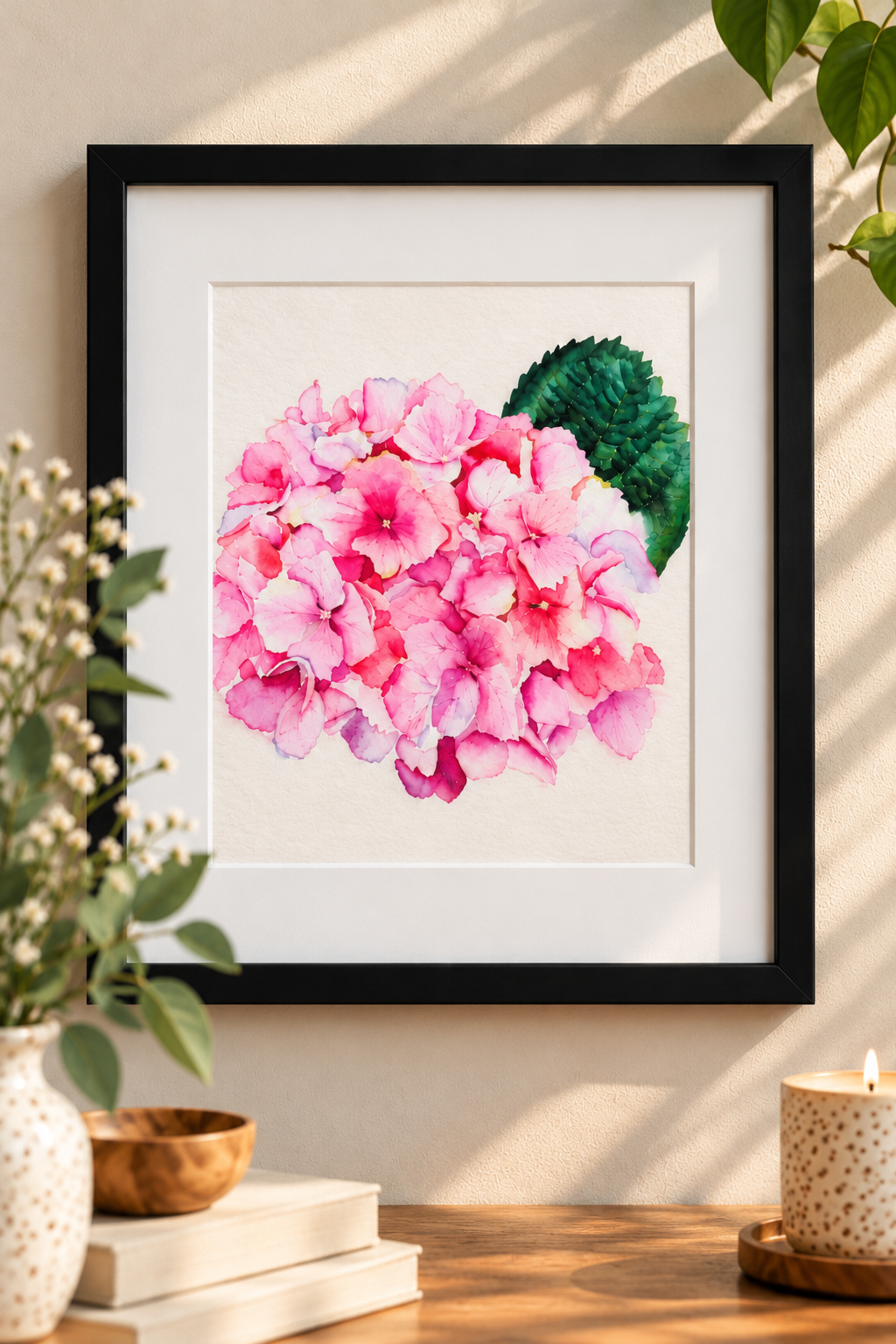 Blushing Hydrangea | Framed