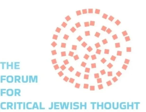 Logo with red spiral of squares and blue text reading 'The Forum for Critical Jewish Thought'