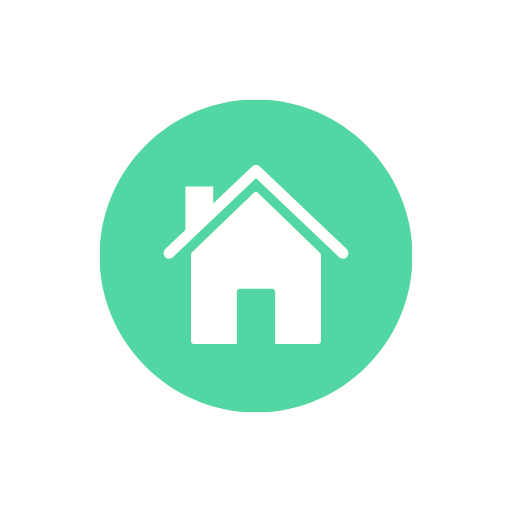 Icon of a house inside a green circle.
