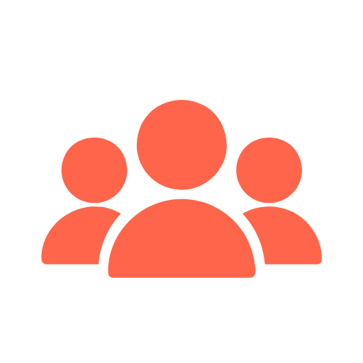 Icon of three people grouped together, representing a team or community.