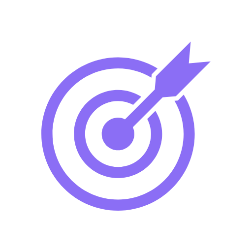 Purple target with an arrow hitting the bullseye