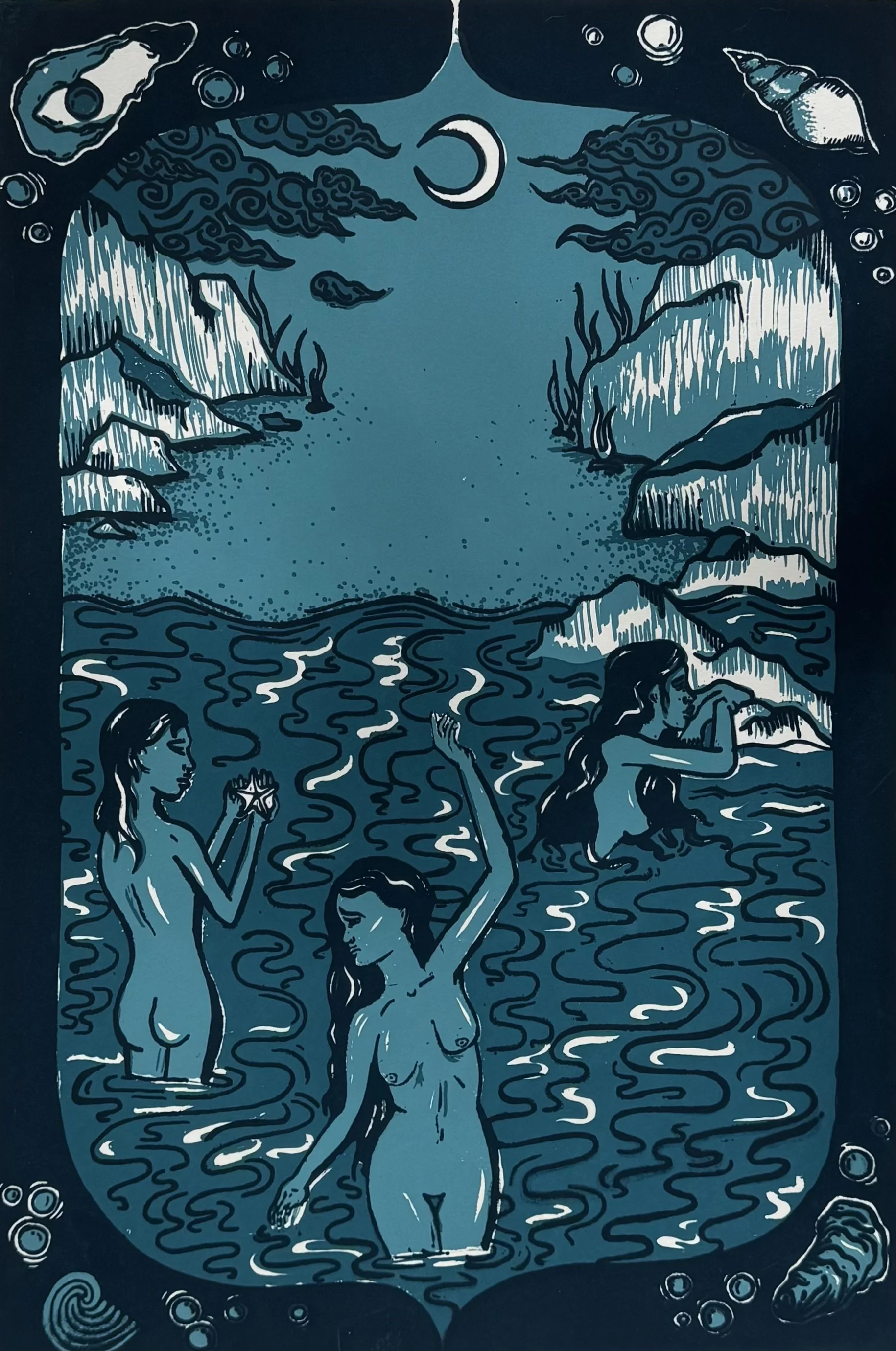 Water Witches 
Screen Print (Blue)
