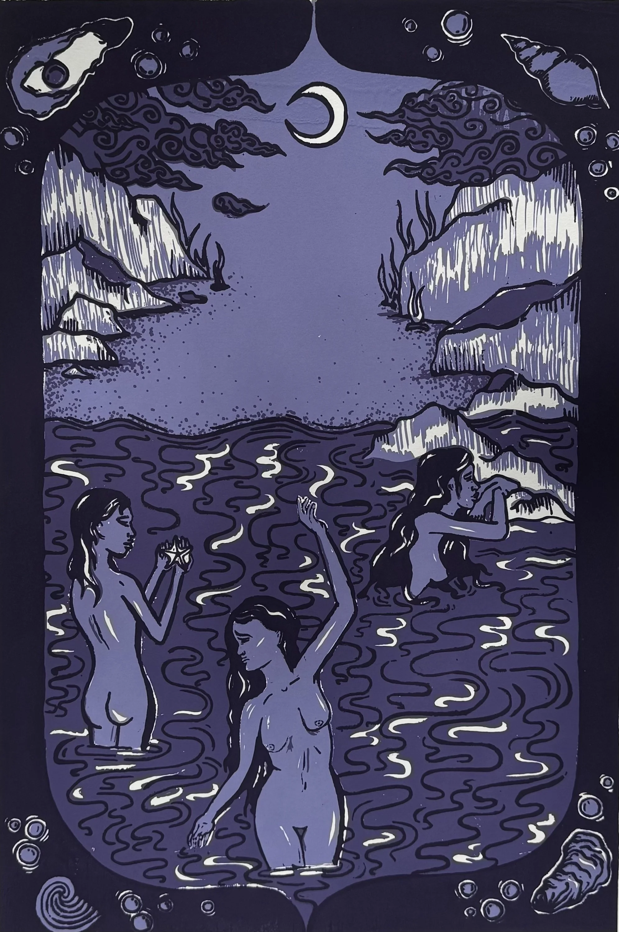 Water Witches 
Screen Print (Purple)