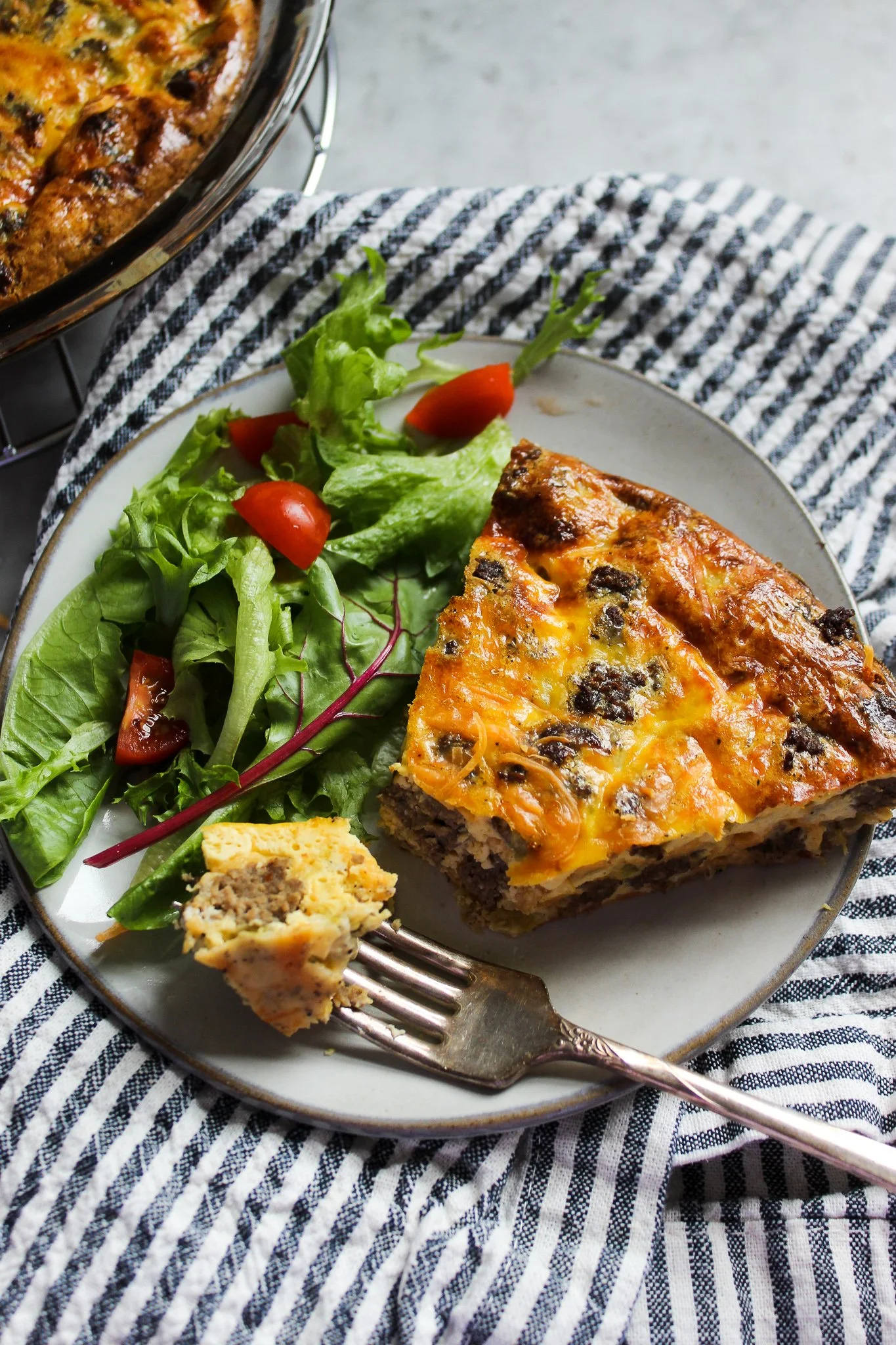 SAUSAGE GREEN CHILE CRUSTLESS QUICHE
