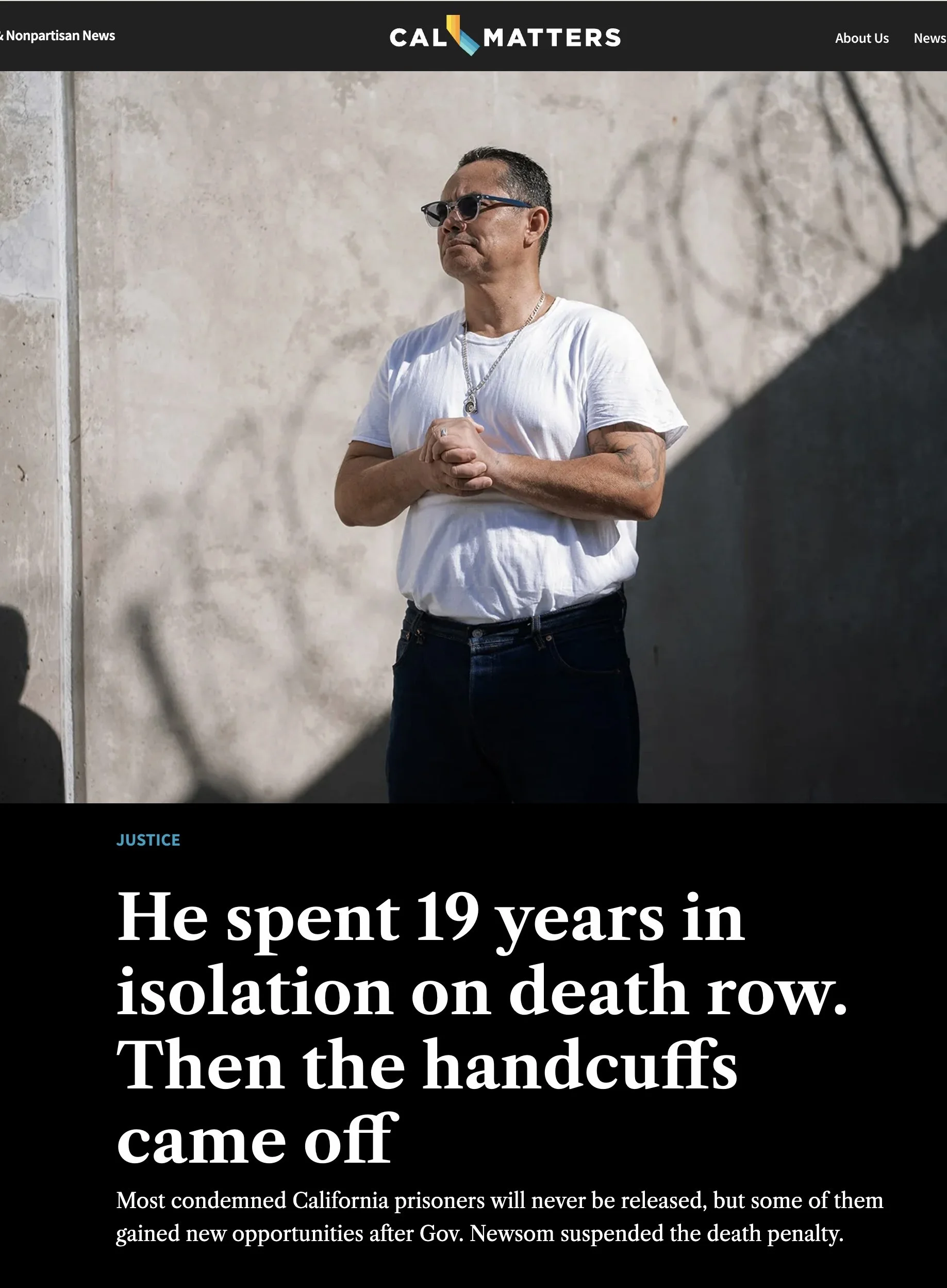 Johnny Mario Morales enjoys recreational moments on a lower security prison yard. Still sentenced to death in California, he is extremely grateful for Governor Gavin Newsom's moratorium on state executions and the dismantling of Death Row.