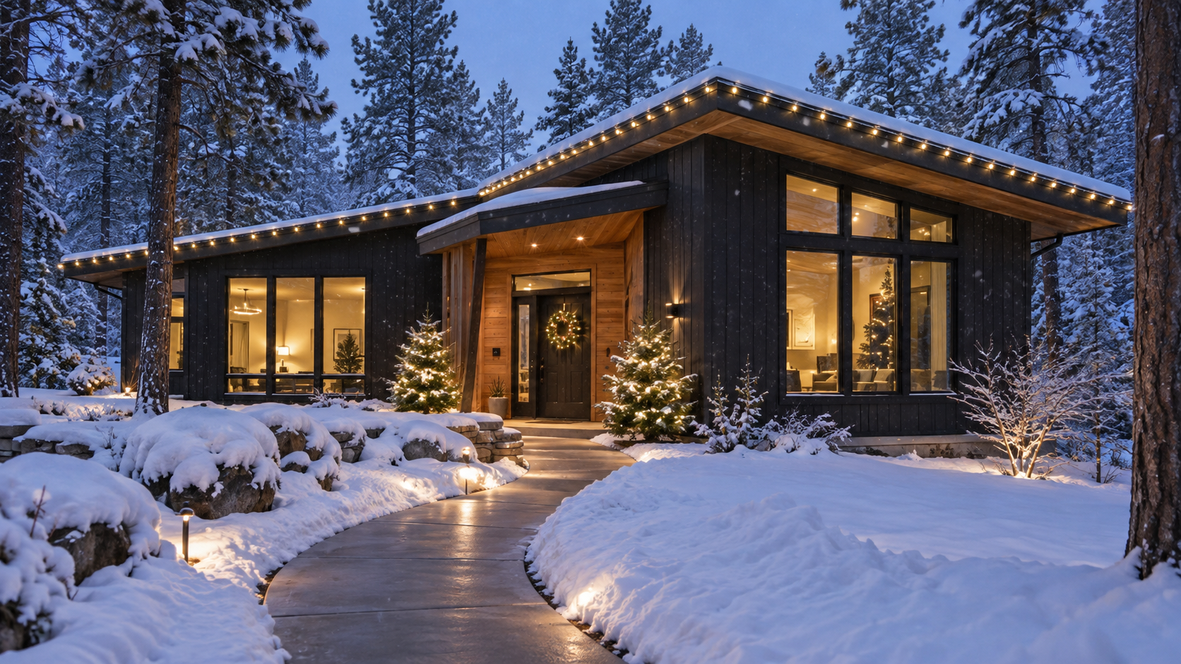 Residential snow removal by Reflect Window Cleaning (RWC) keeping a mountain home driveway and property accessible during winter conditions.