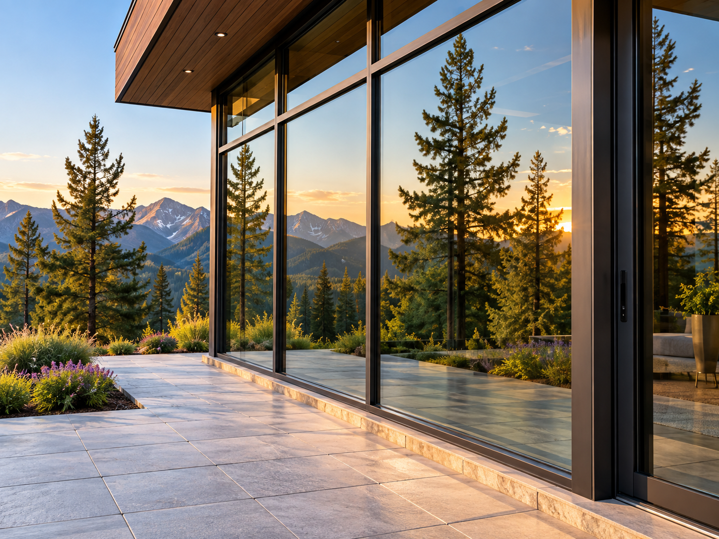 Clean residential glass windows and sliding doors after professional exterior window cleaning by RWC.