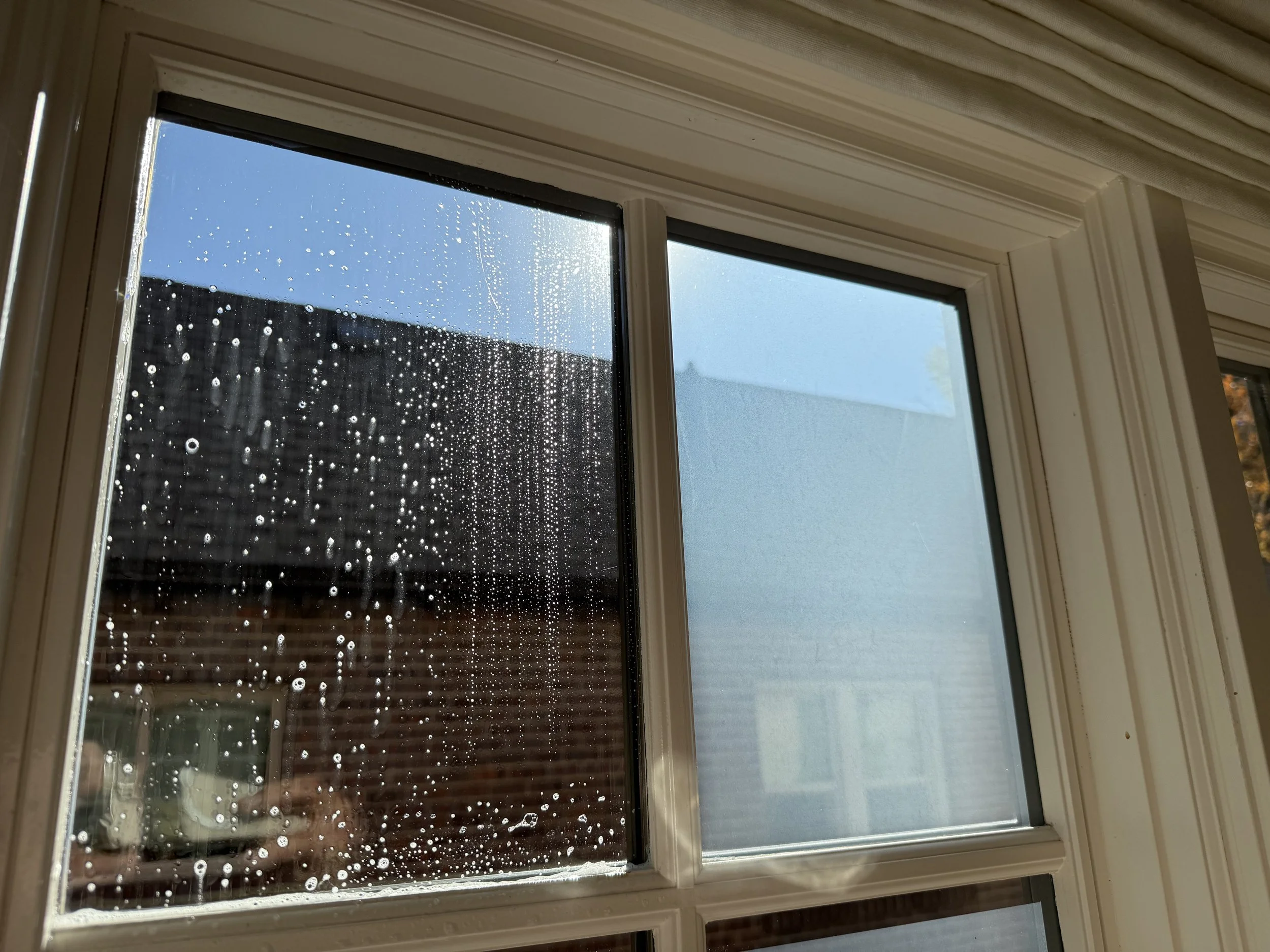 Residential window cleaning by RWC showing clean interior glass and improved clarity after professional service.