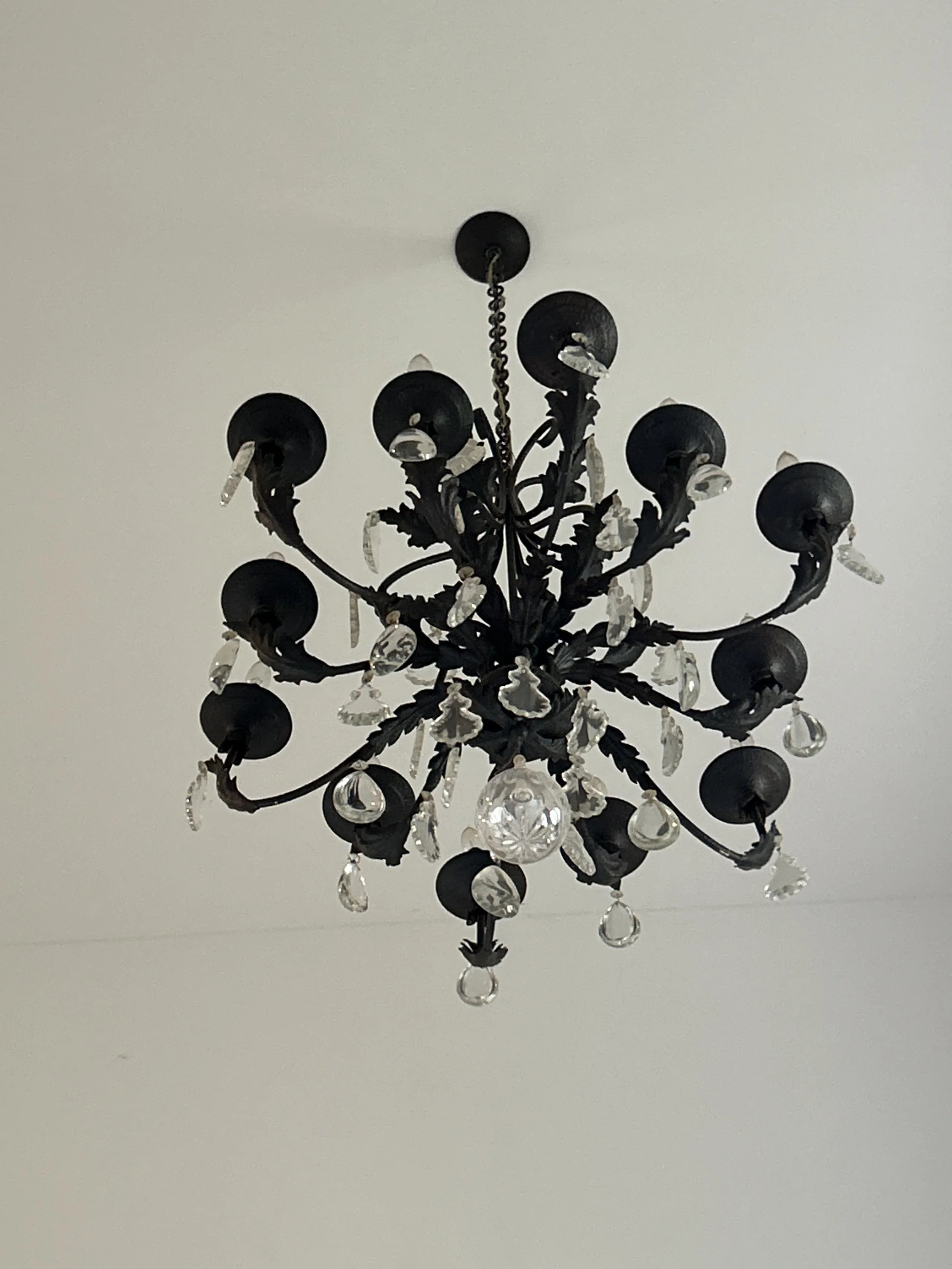 Decorative black chandelier professionally cleaned and detailed by RWC as part of residential interior property care.